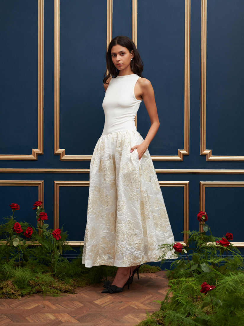 Sophia Jacquard Midi Dress