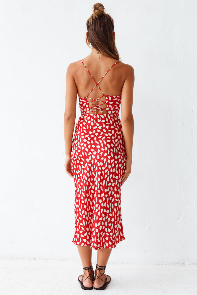Next Flight Home Midi Dress Red