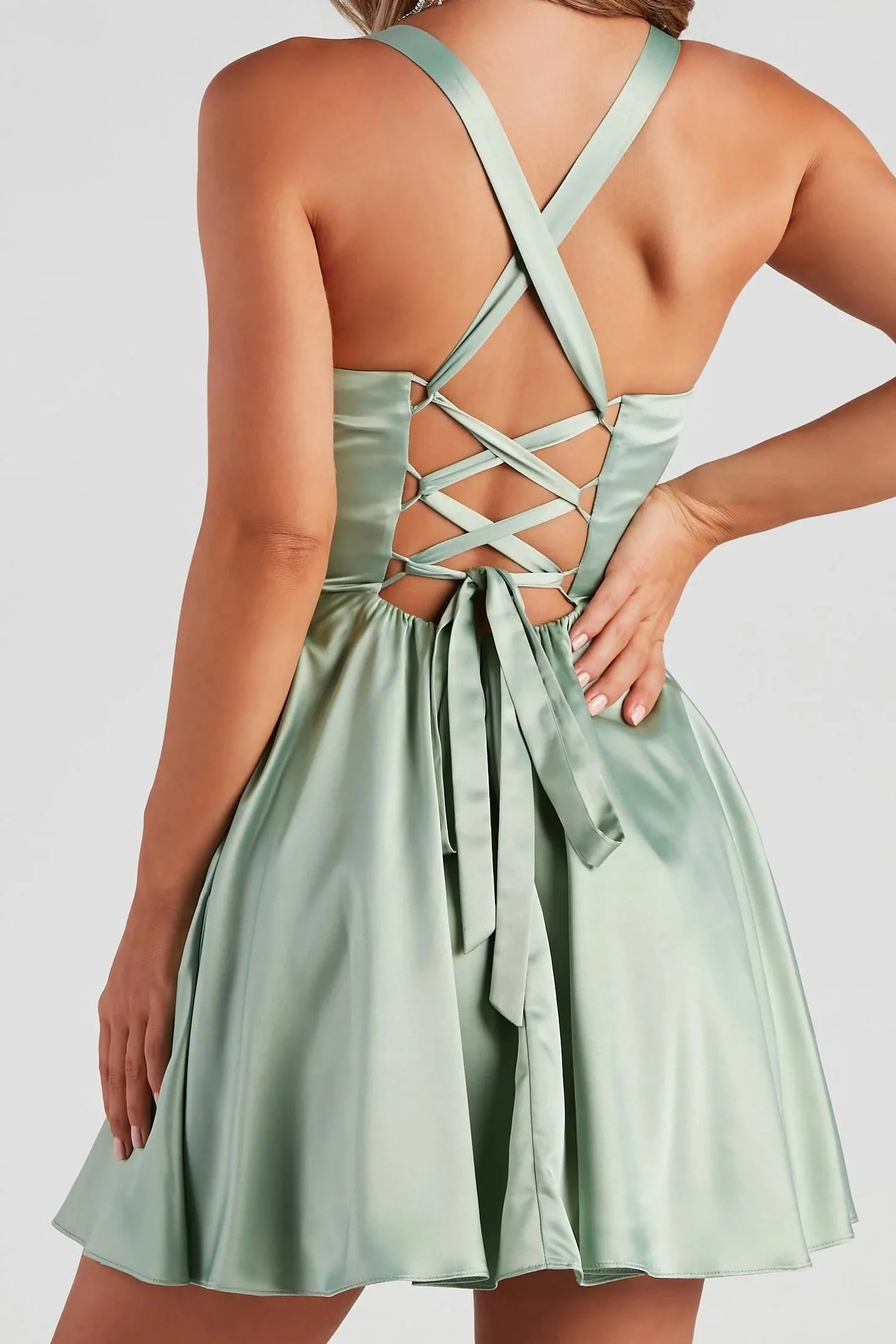 Sabrina Satin Lace-Up Party Dress
