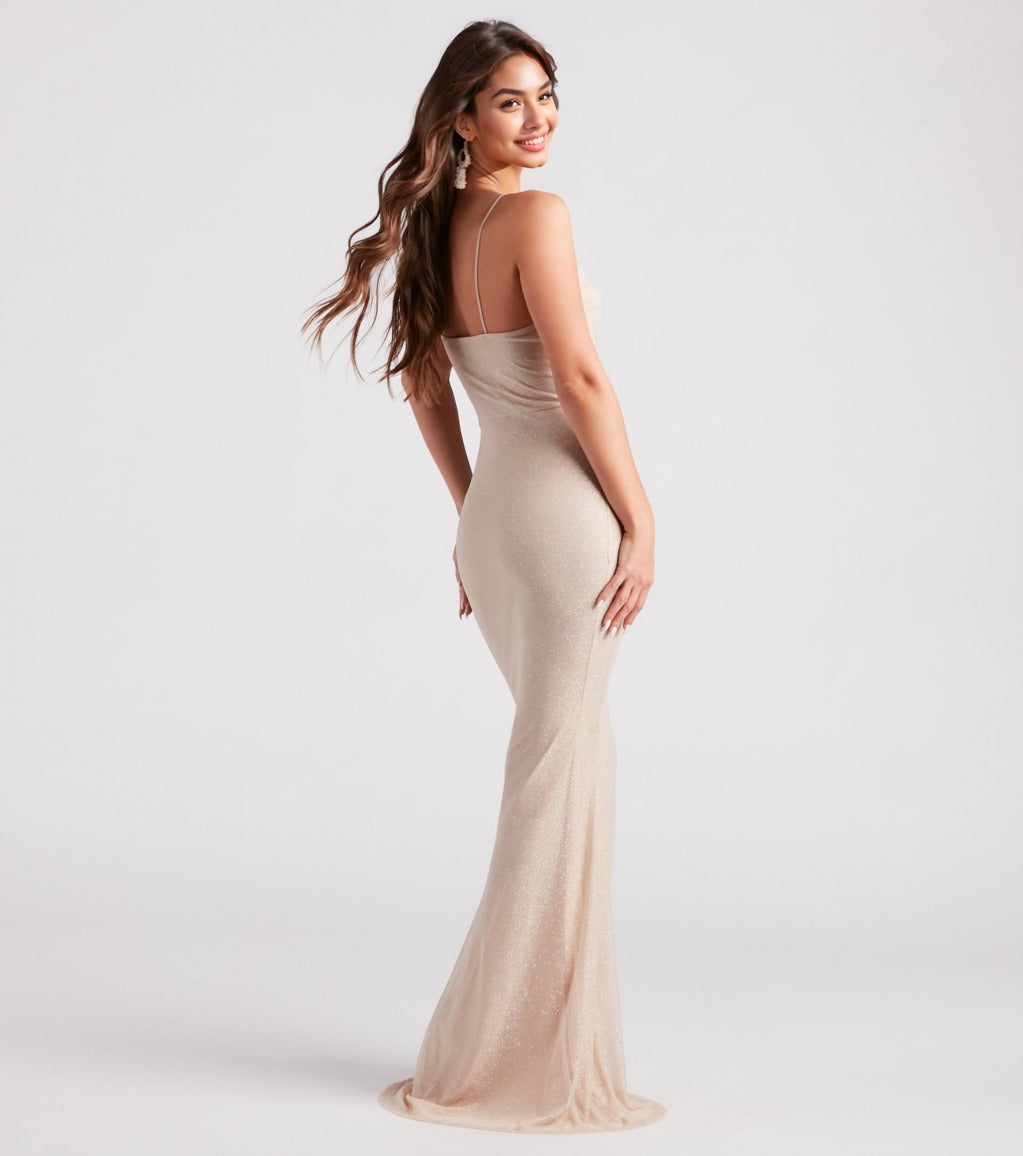 Addison Glitter Mesh Formal Dress