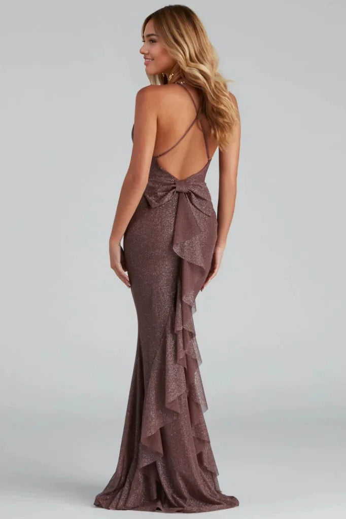 Formal Glitter Ruffled Dress