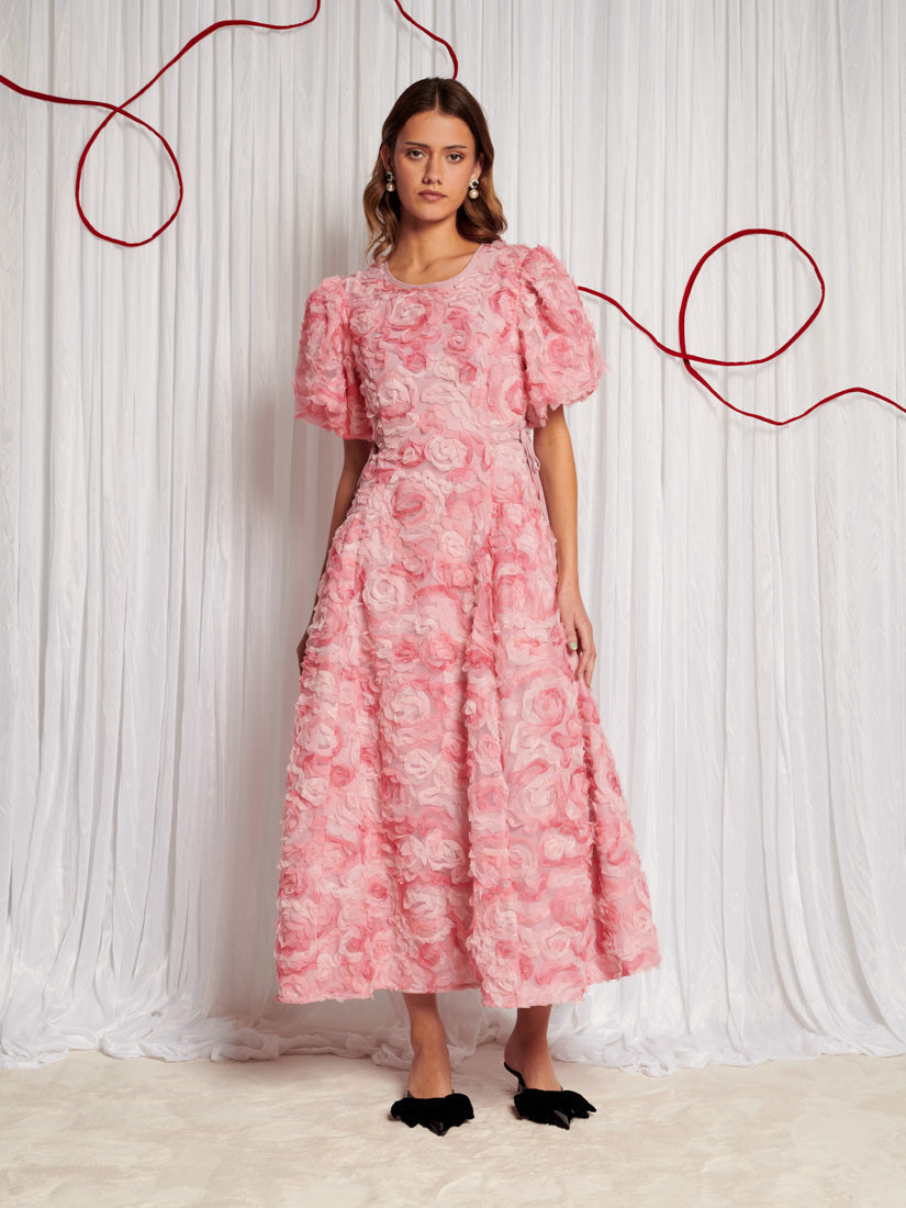 Rose Finch Tulle Midi Dress