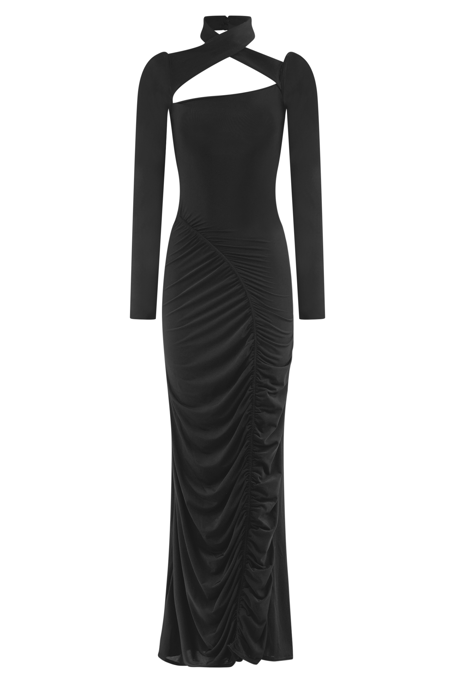Lyndon Long Sleeve Slinky Maxi Dress - Black