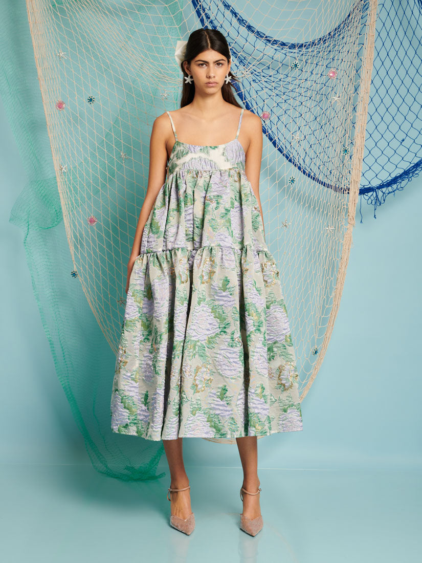 Ashore Floral Jacquard Midi Dress