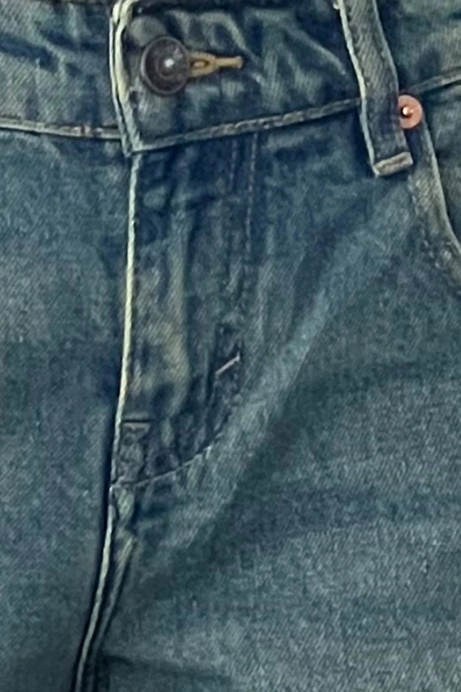 Low Rise Parallel Jeans in Vintage Blue Green