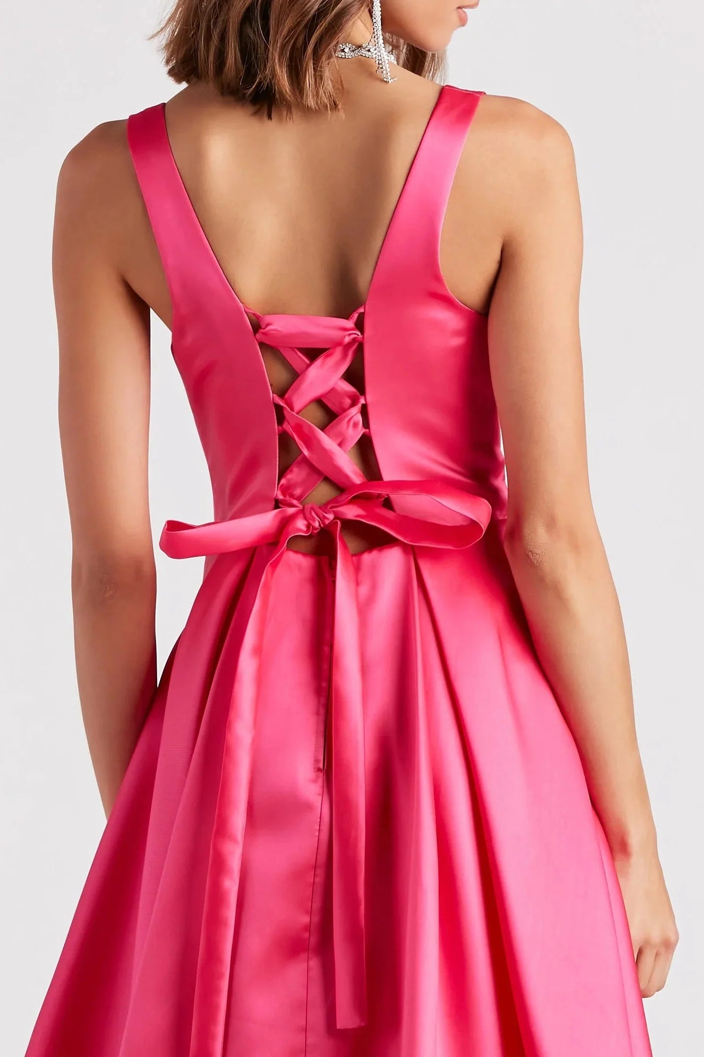 Satin Lace-Up A-Line Ball Gown