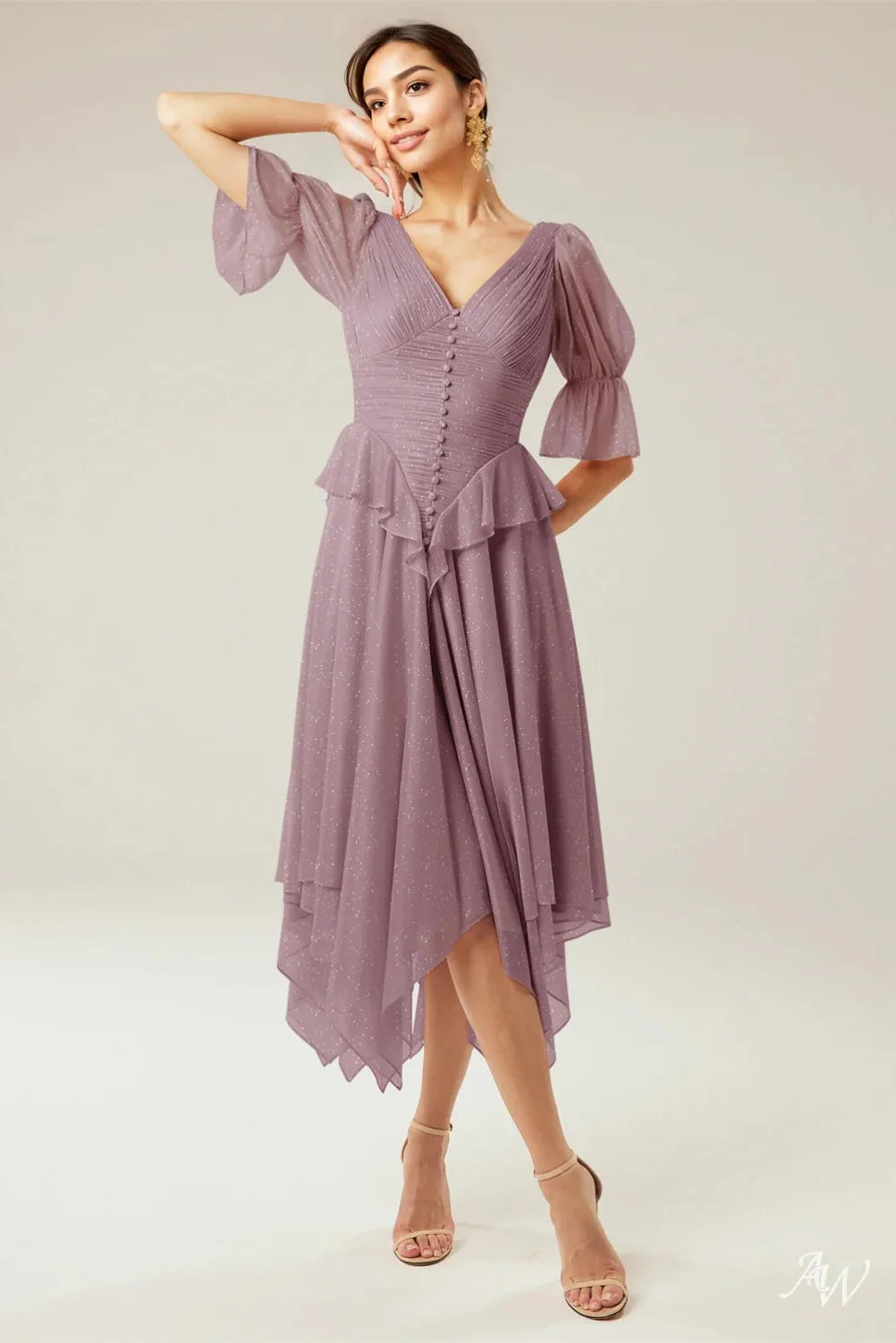 A-line Glitter Mesh Dress