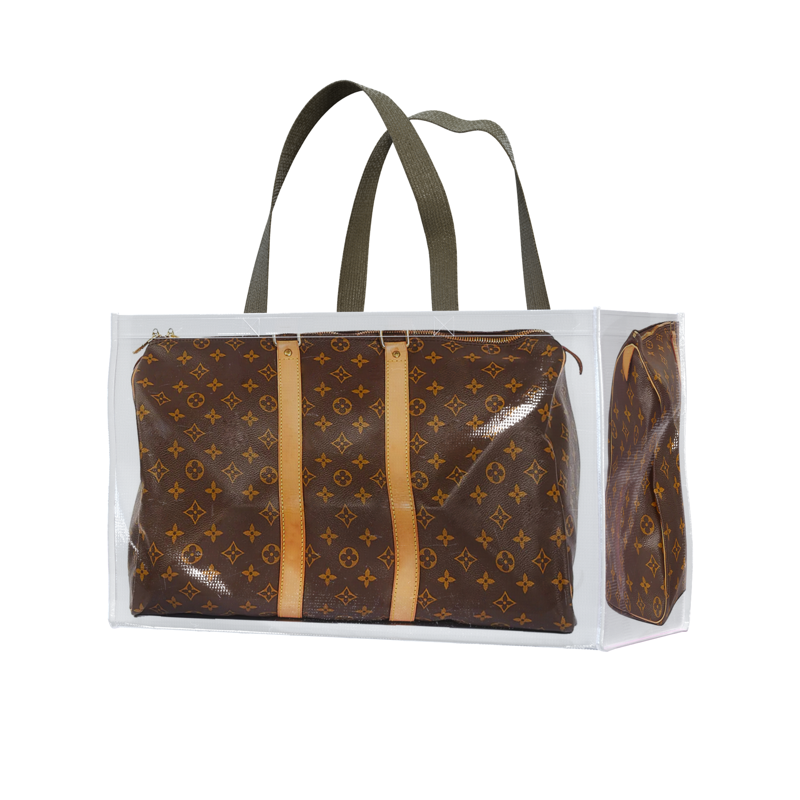 TITA ELVIE DUFFLE GROCERY BAG, BROWN CANVAS, LARGE