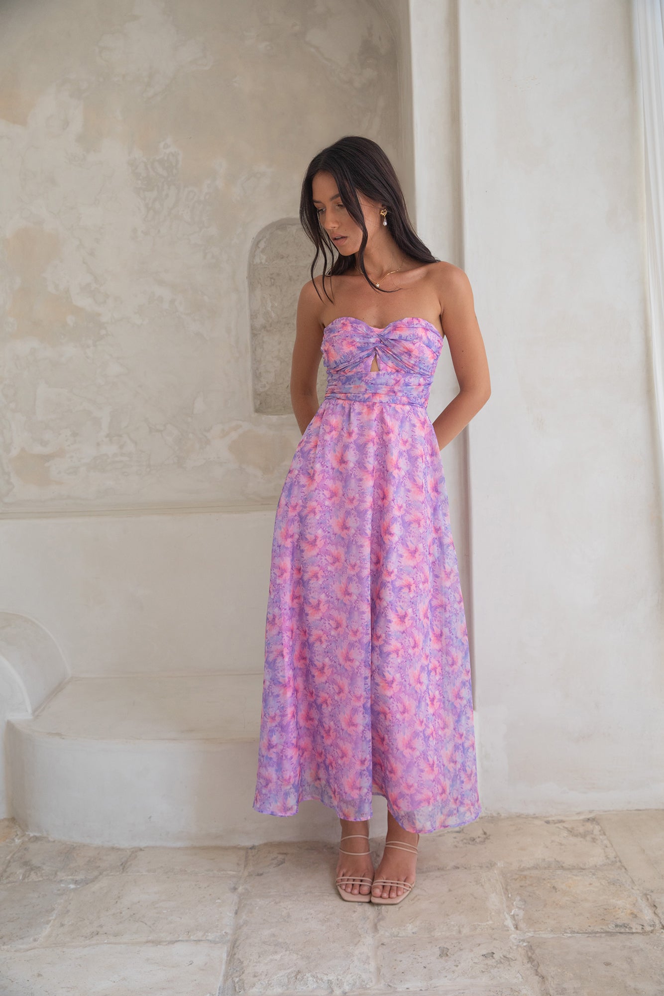Upon The Moon Strapless Maxi Dress Purple