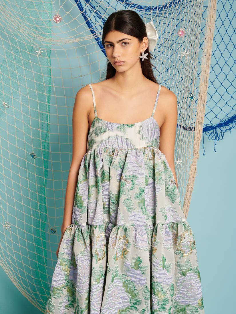 Ashore Floral Jacquard Midi Dress