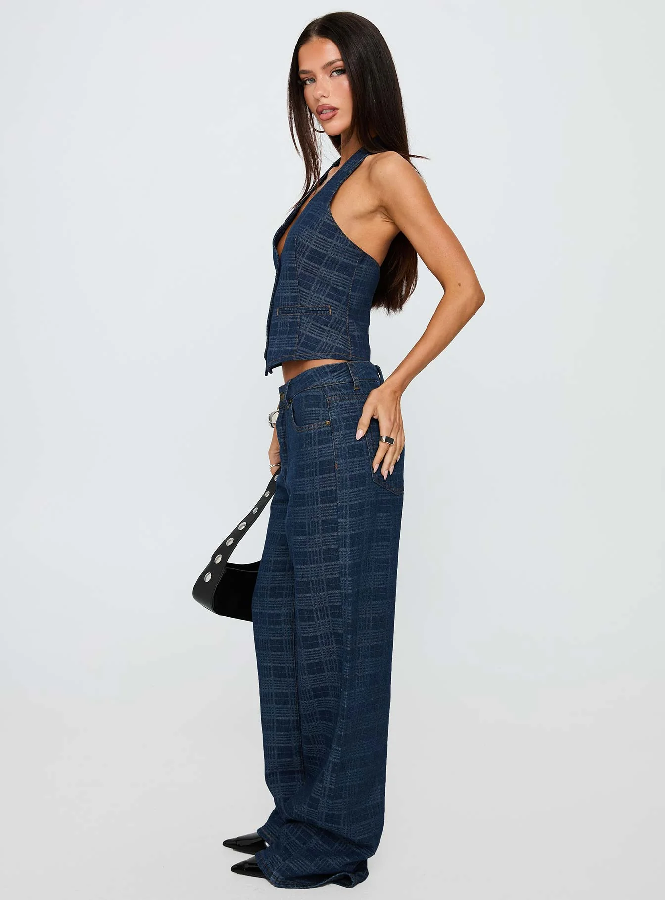 Top Model Jean Indigo Plaid