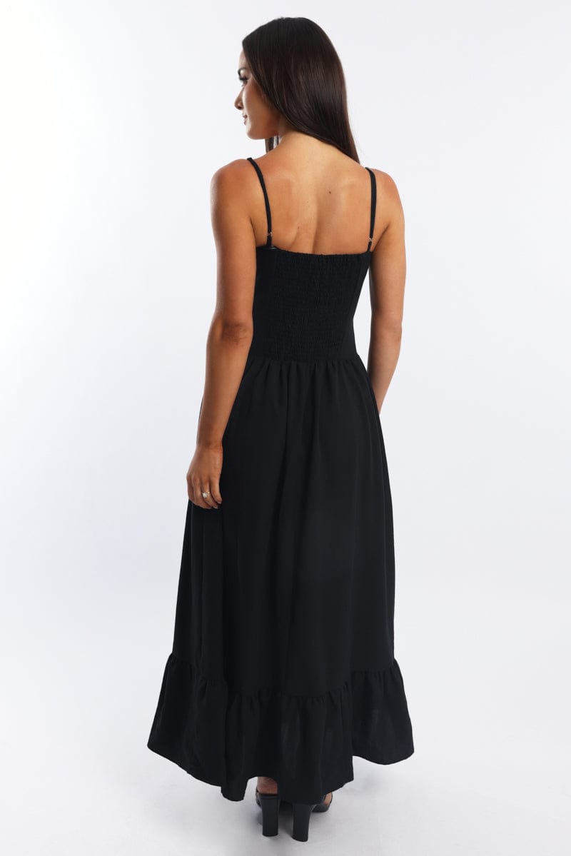 Black Maxi Dress Corset Detailed