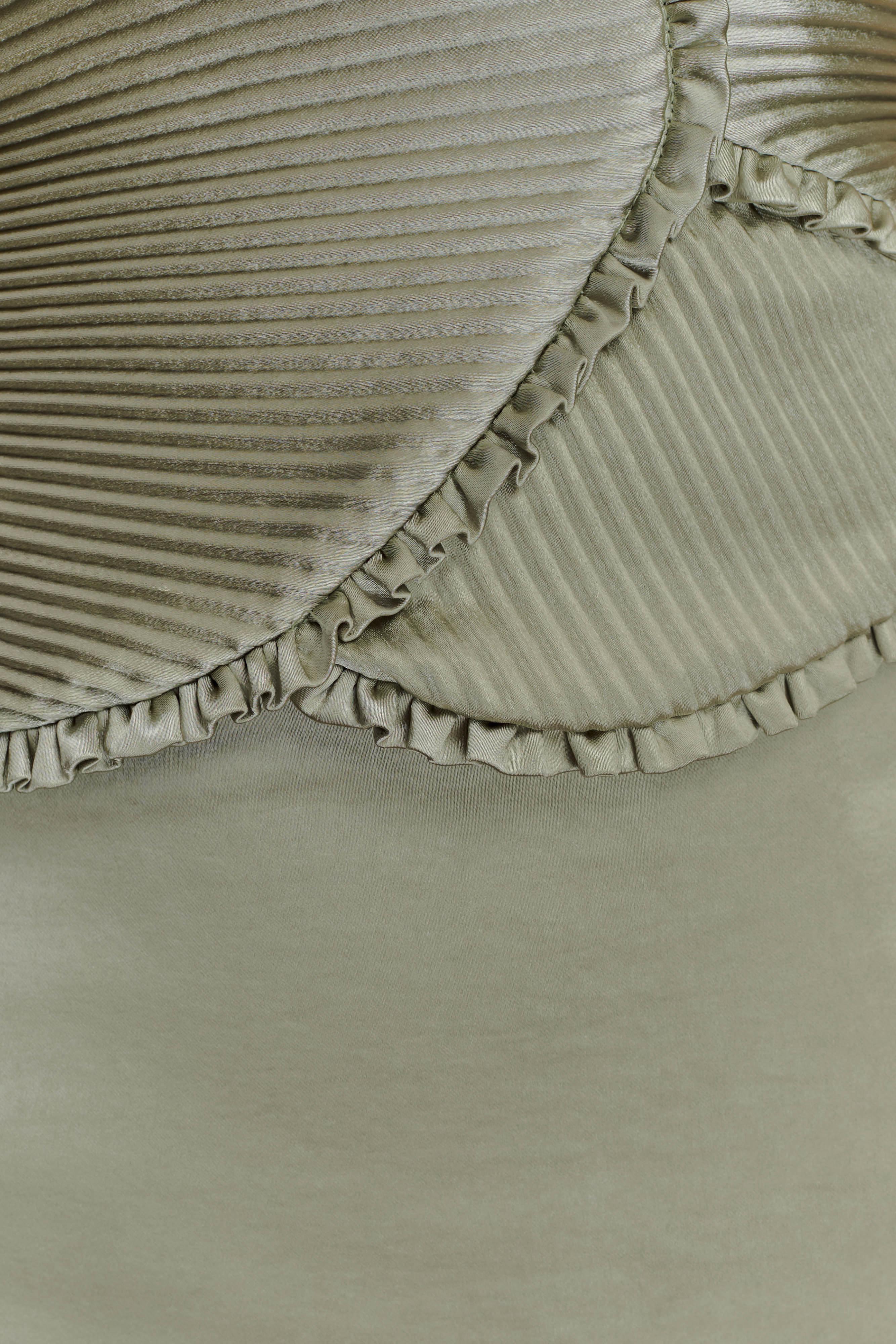 Larissa Satin Maxi Dress With Ruched Petals - Sage