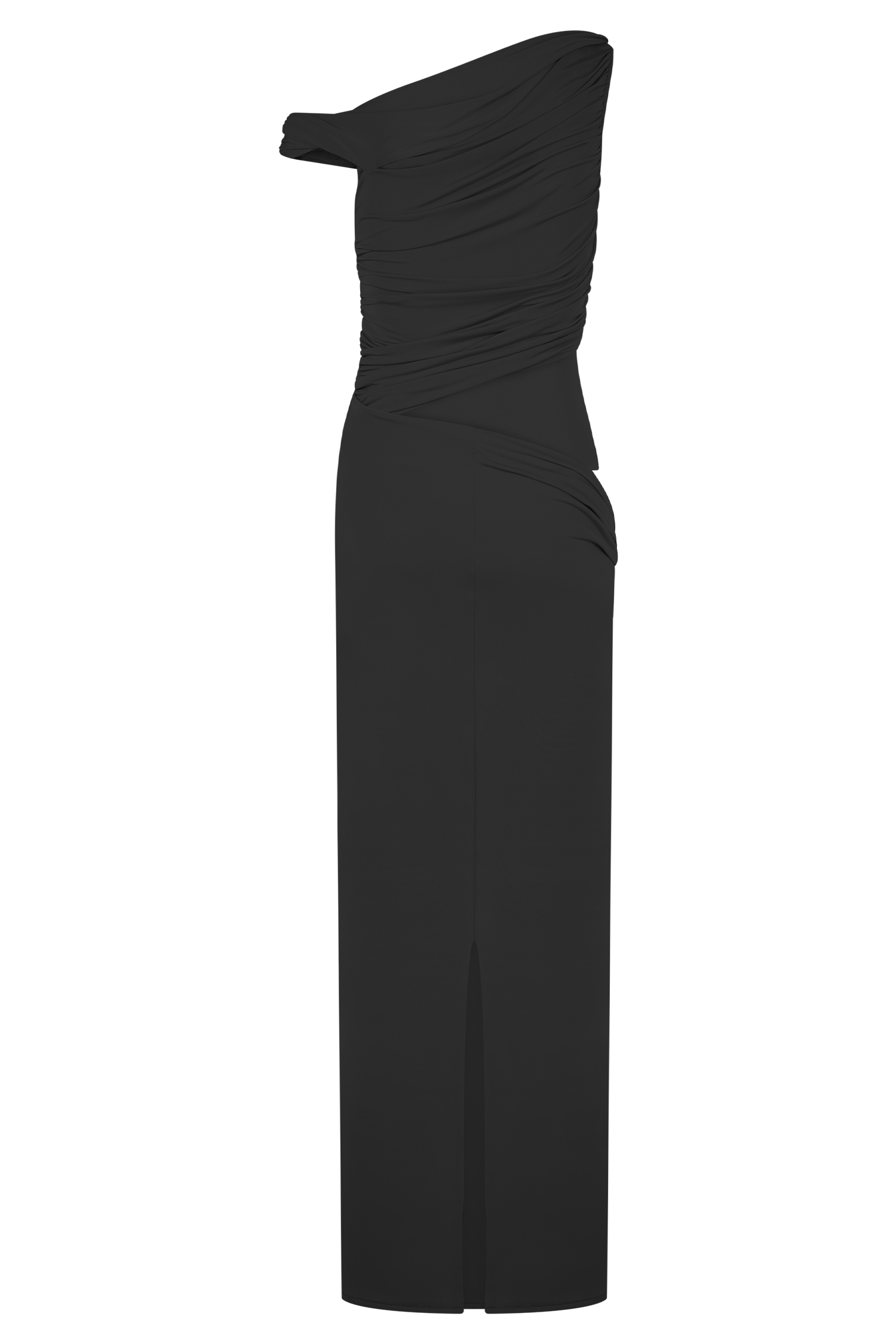 Callen One Shoulder Slinky Maxi Dress - Black