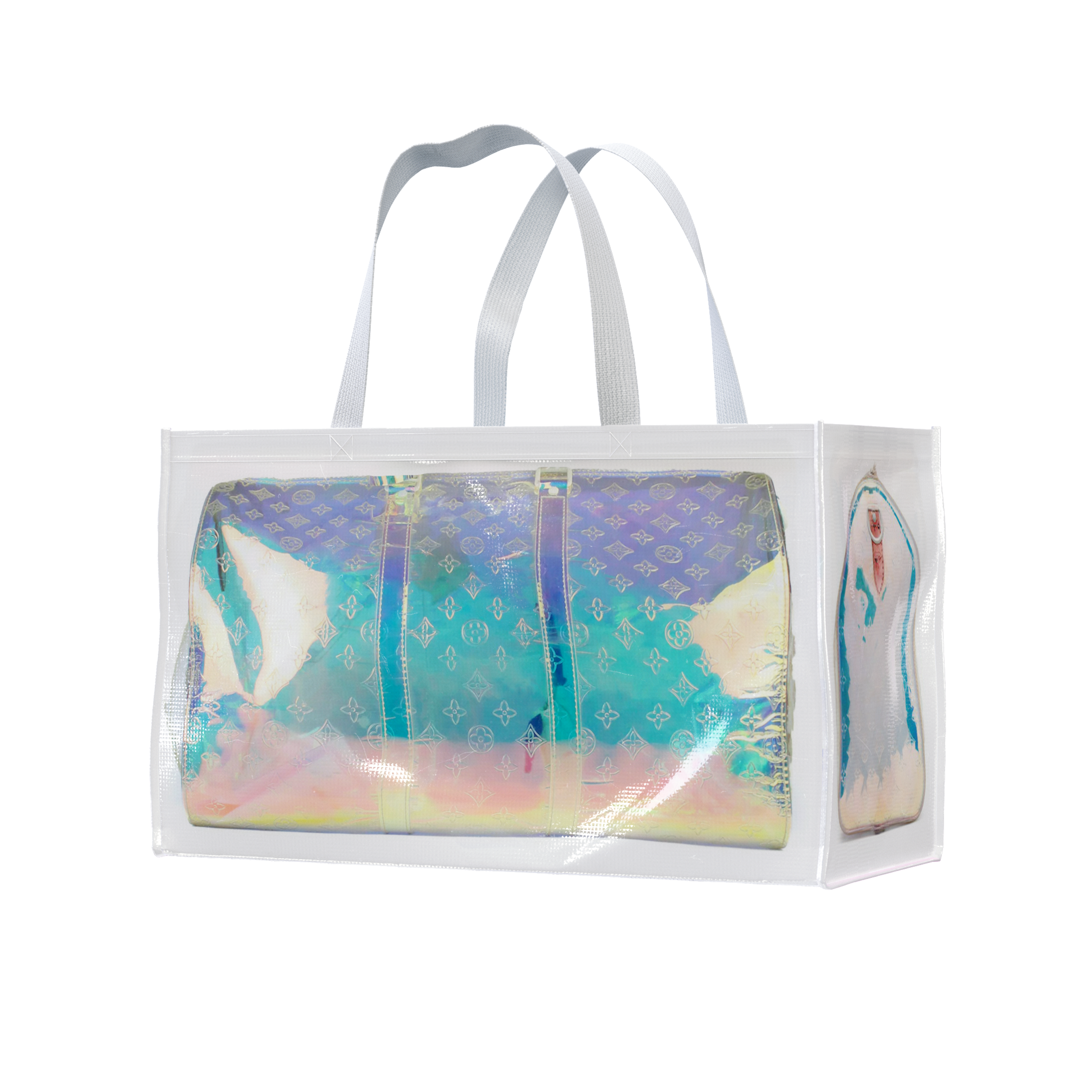 TITA ELVIE DUFFLE GROCERY BAG, BROWN CANVAS, LARGE