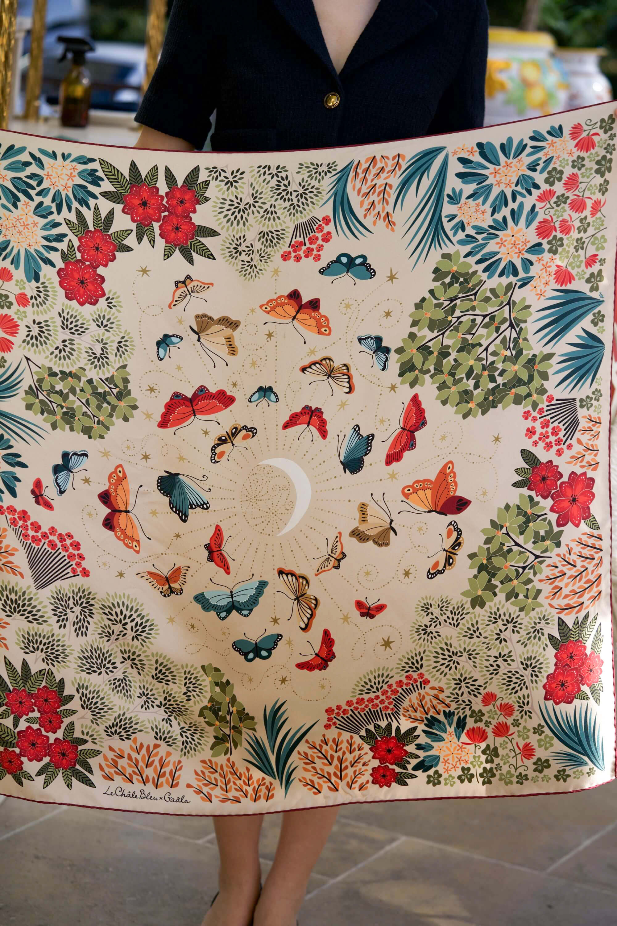 The Moon Butterfly Silk Square Scarf