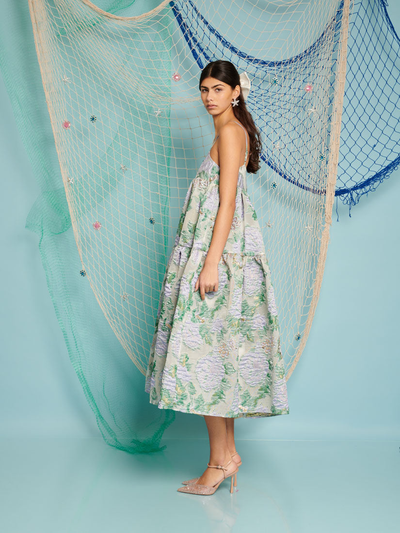 Ashore Floral Jacquard Midi Dress