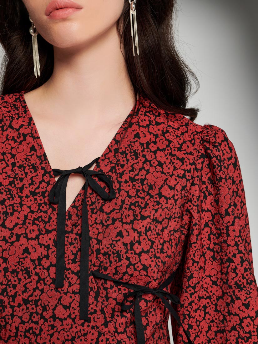 Floral Hood Bubble Hem Mini Dress