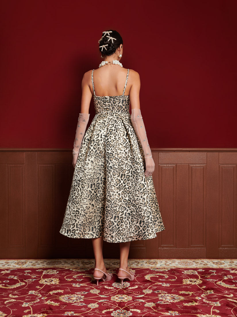 Gilded Leopard Midi Dress