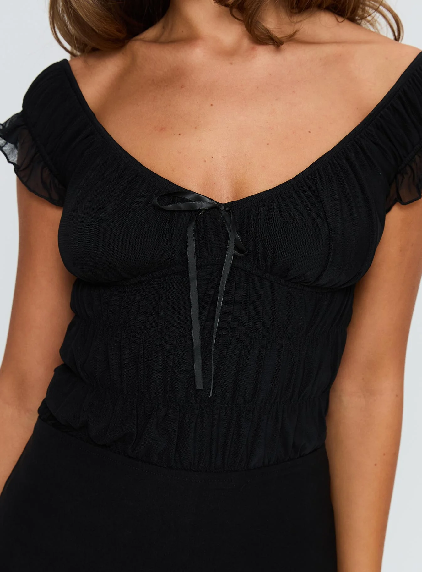 Ahead Of Myself Off Shoulder Bodysuit Black