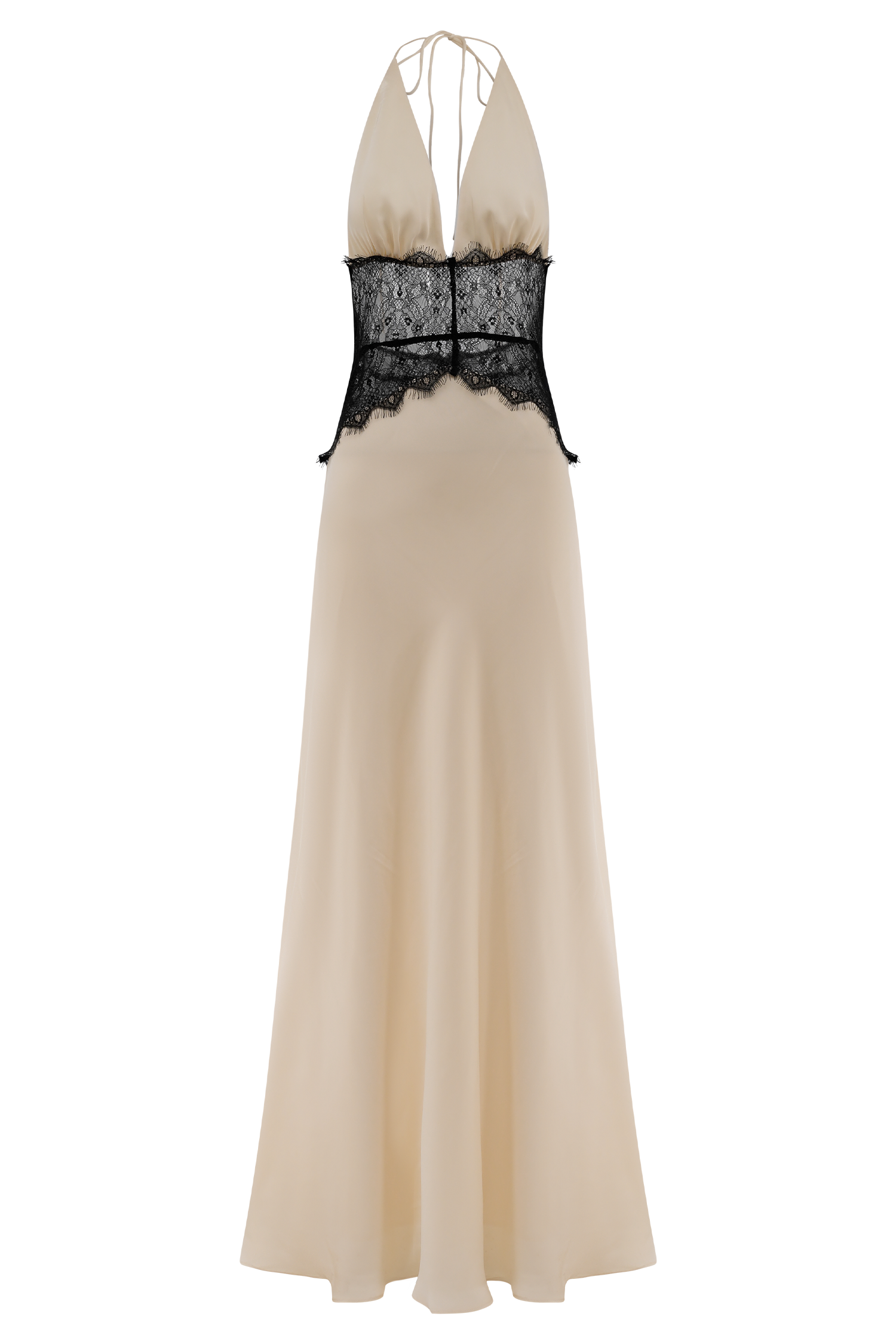 Dinah Lace And Satin Maxi Dress - Black/Ivory