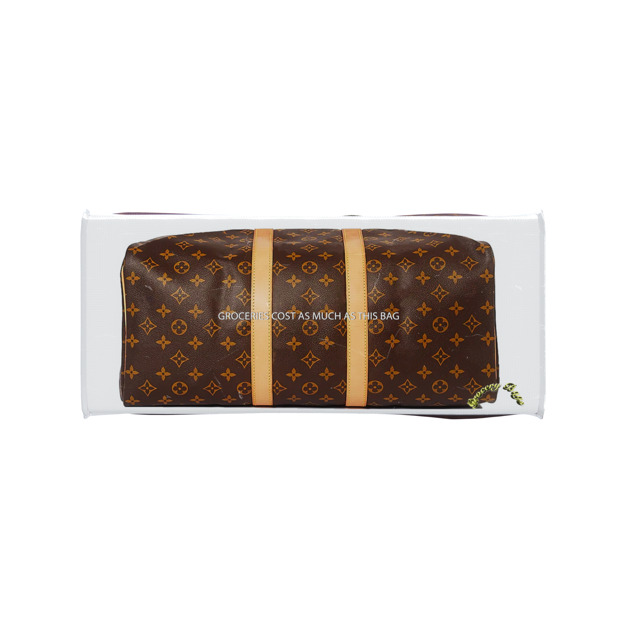 TITA ELVIE DUFFLE GROCERY BAG, BROWN CANVAS, LARGE