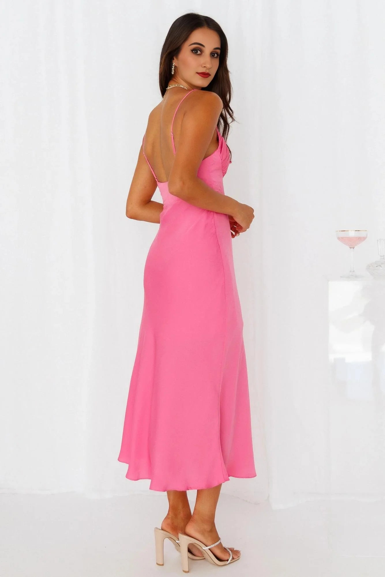 Top Charts Midi Dress Pink