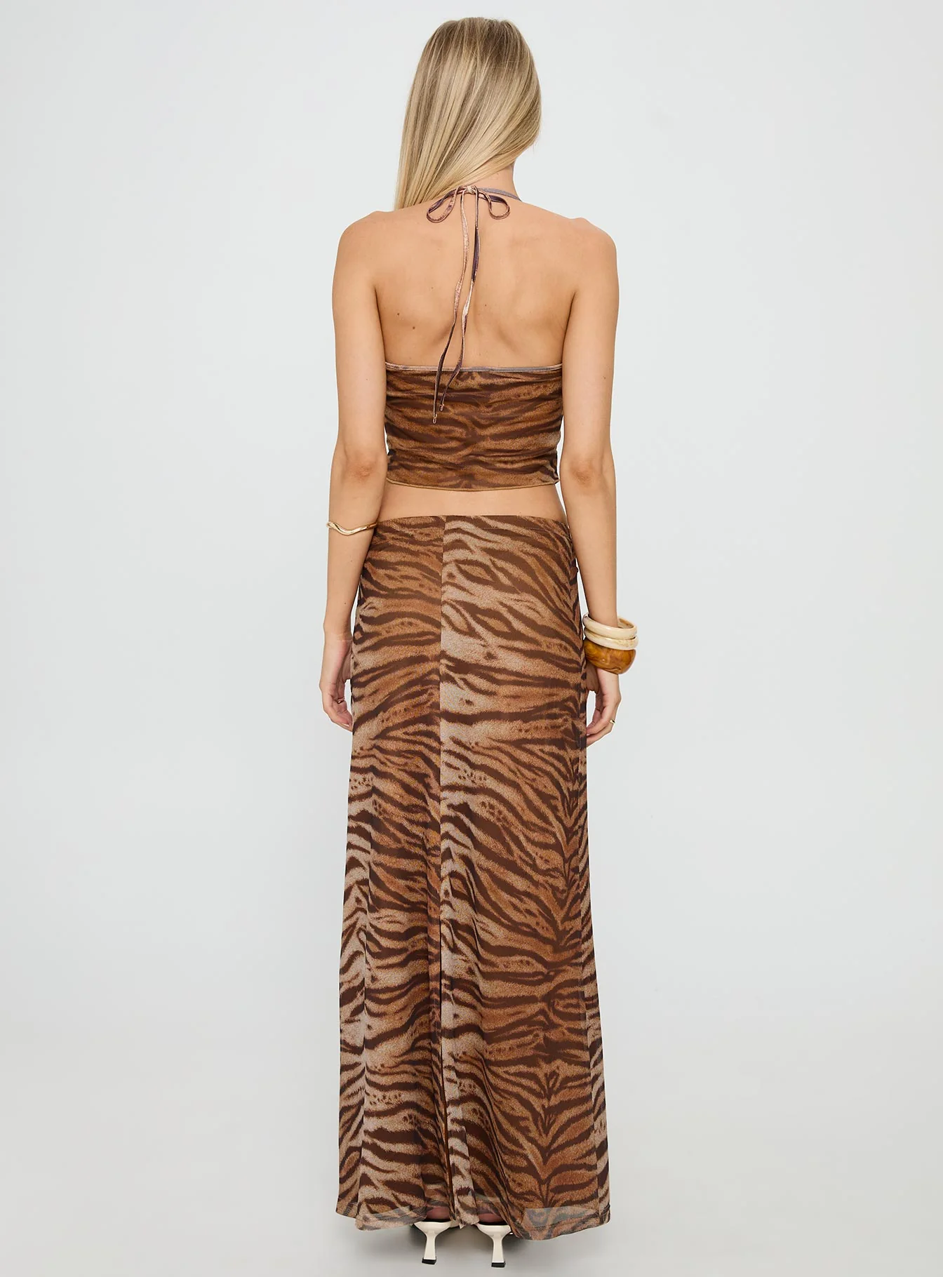 Better Now Cowl Neck Set Brown Tiger