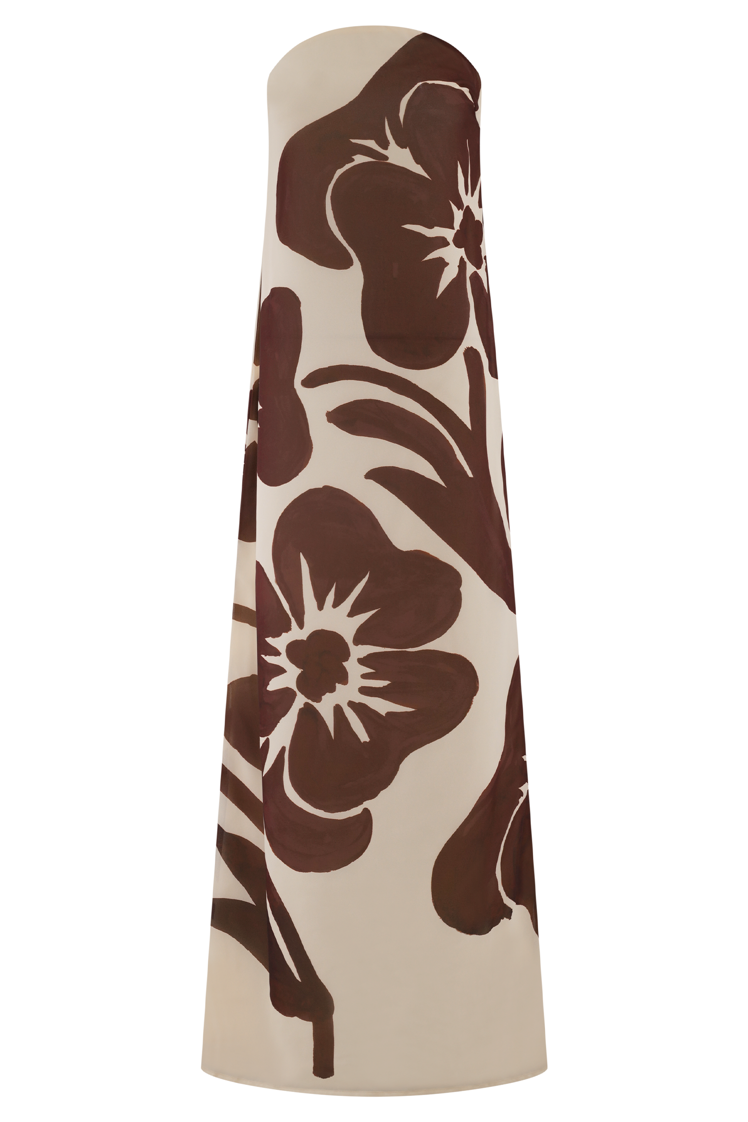 Amaya Strapless Chiffon Maxi Dress - Chocolate Deco Fleur Print