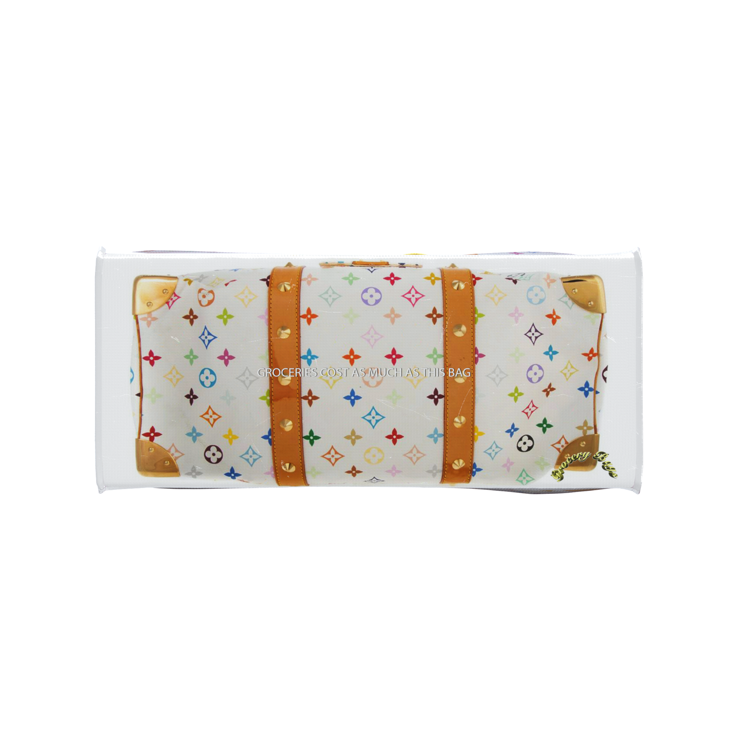 TITA ELVIE DUFFLE GROCERY BAG, BROWN CANVAS, LARGE