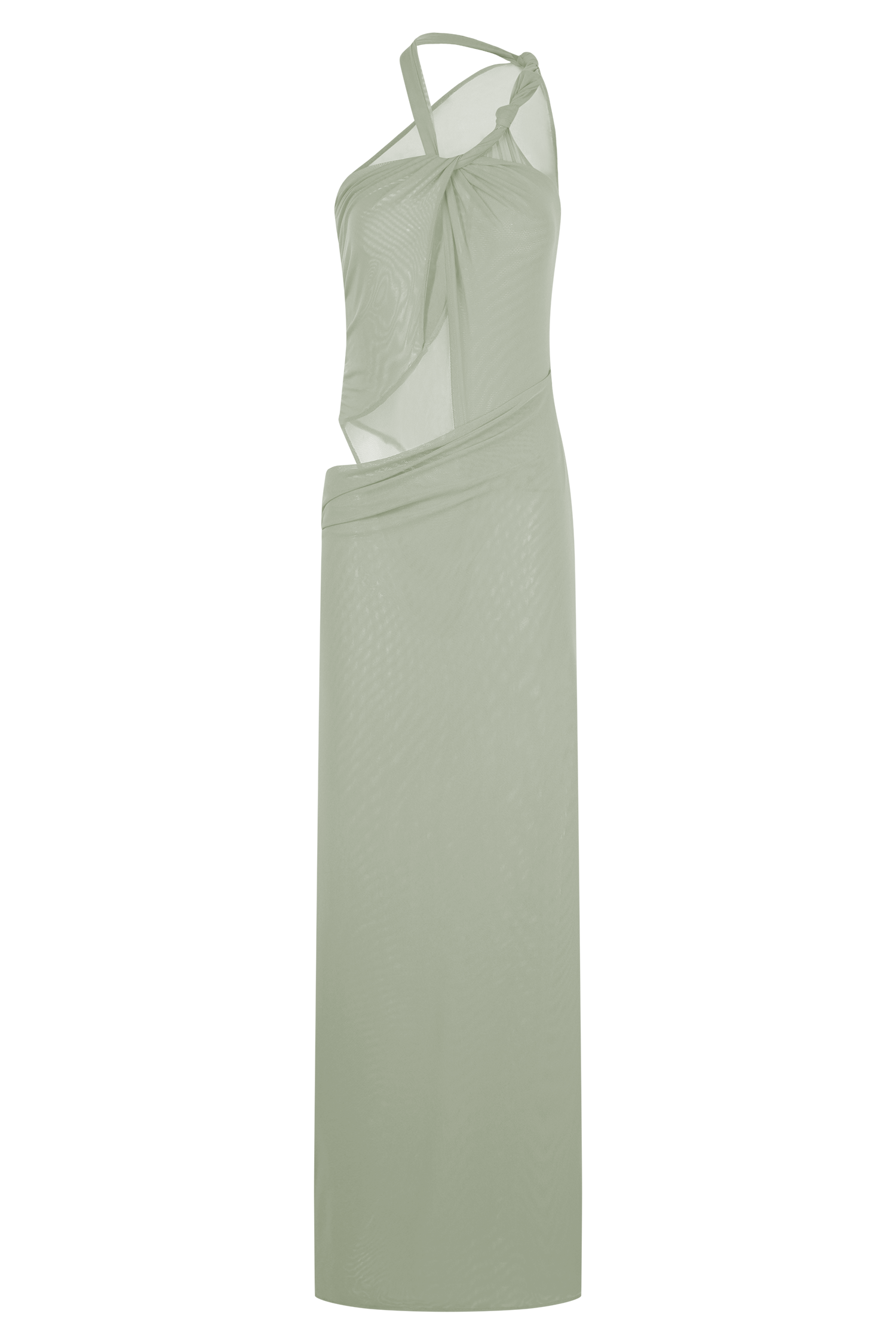 Edwina Knotted Mesh Maxi Dress - Sage