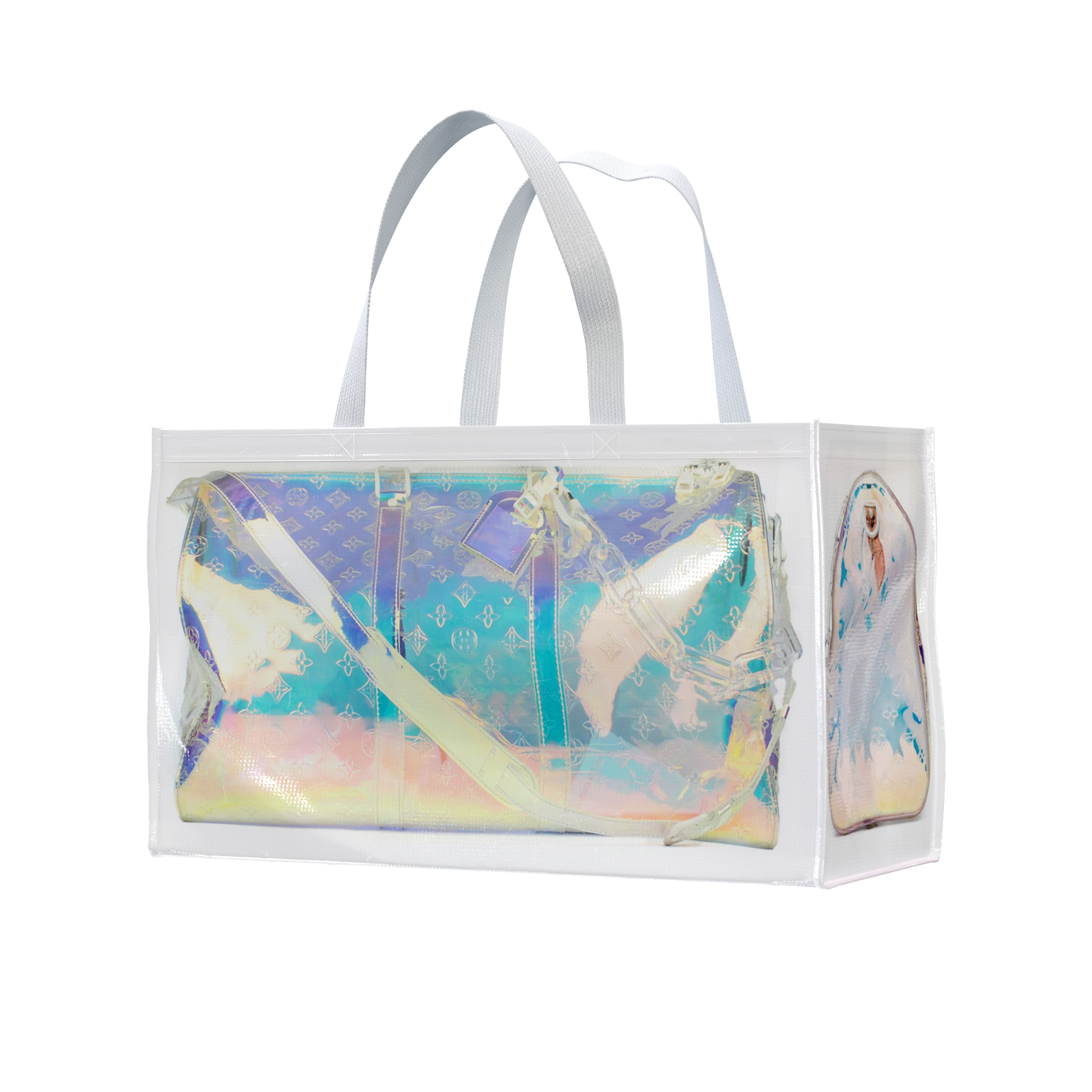 TITA ELVIE DUFFLE GROCERY BAG, BROWN CANVAS, LARGE