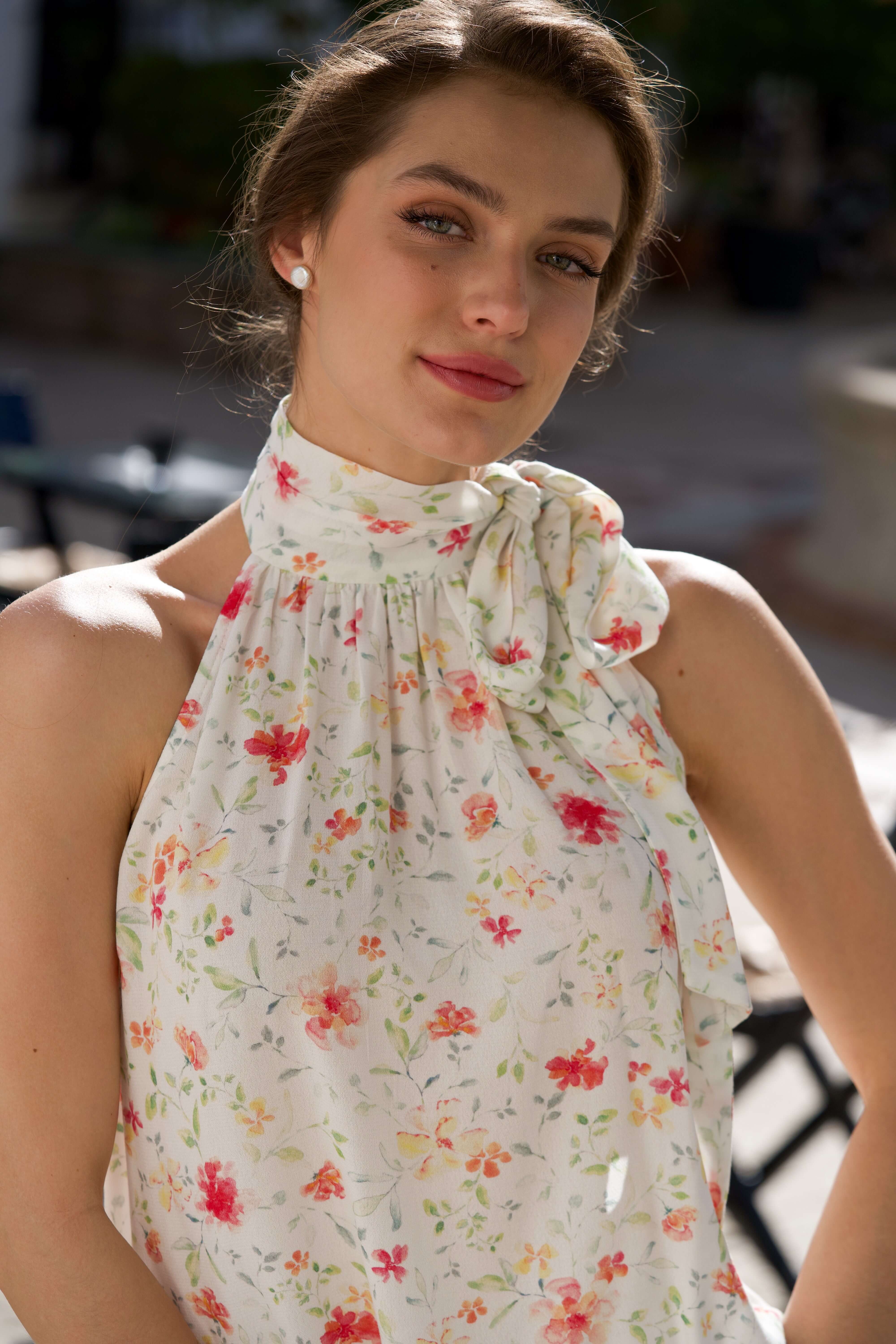 Cindy Bow Tie Neck Top