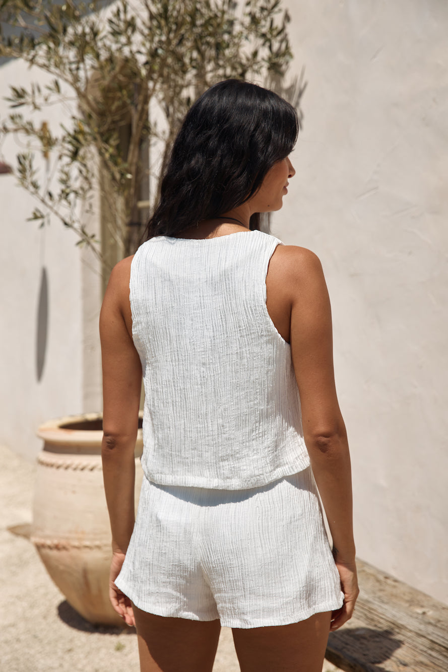 Pearlescent Jewels Crop Top White