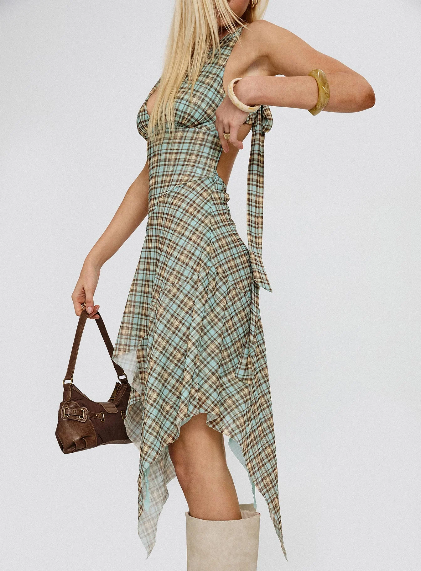 Blaize Asymmetrical Midi Dress Multi Check