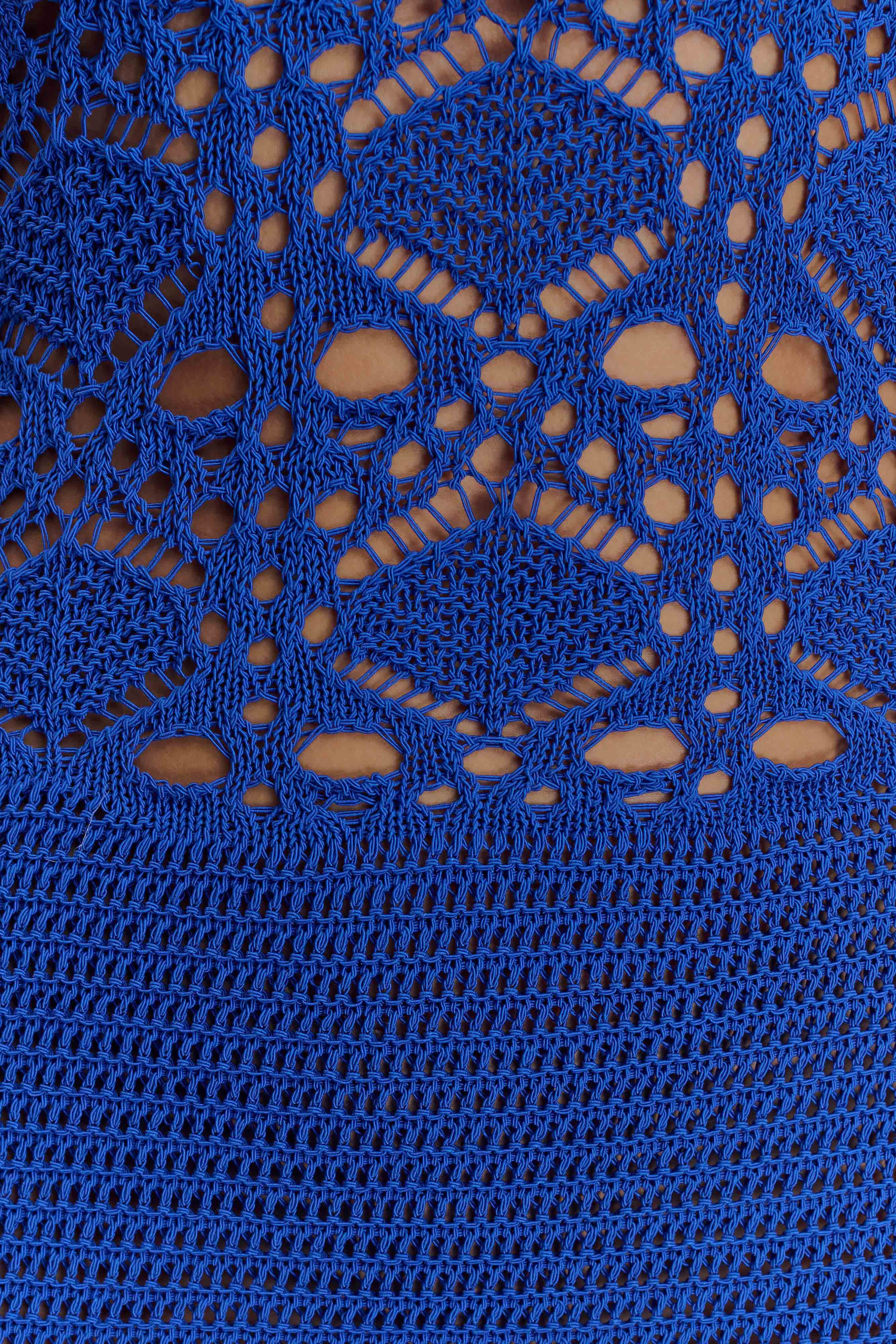 Everette Crochet Knit Mini Dress - Cobalt