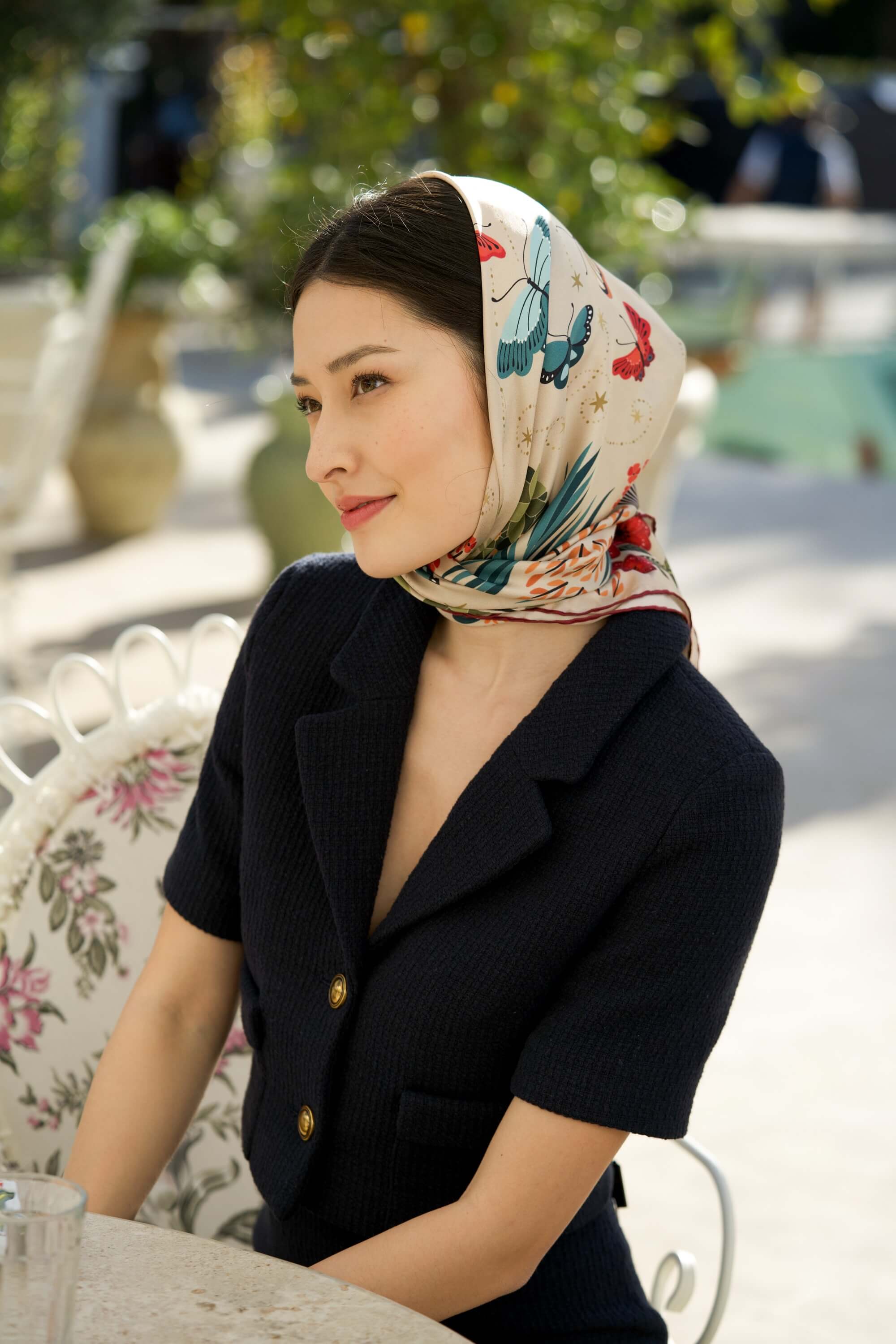 The Moon Butterfly Silk Square Scarf