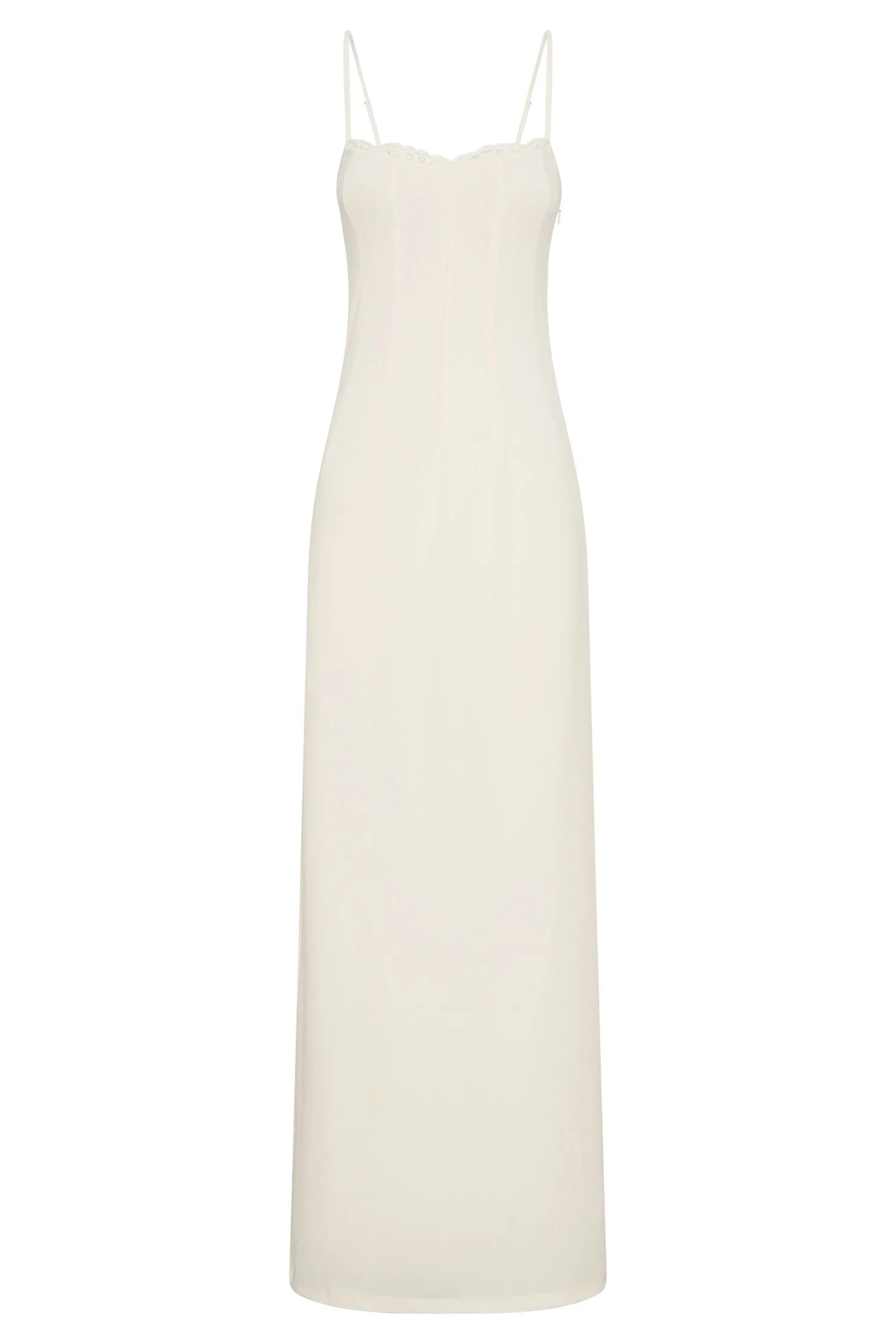 Lace Trim Maxi Dress - Bone