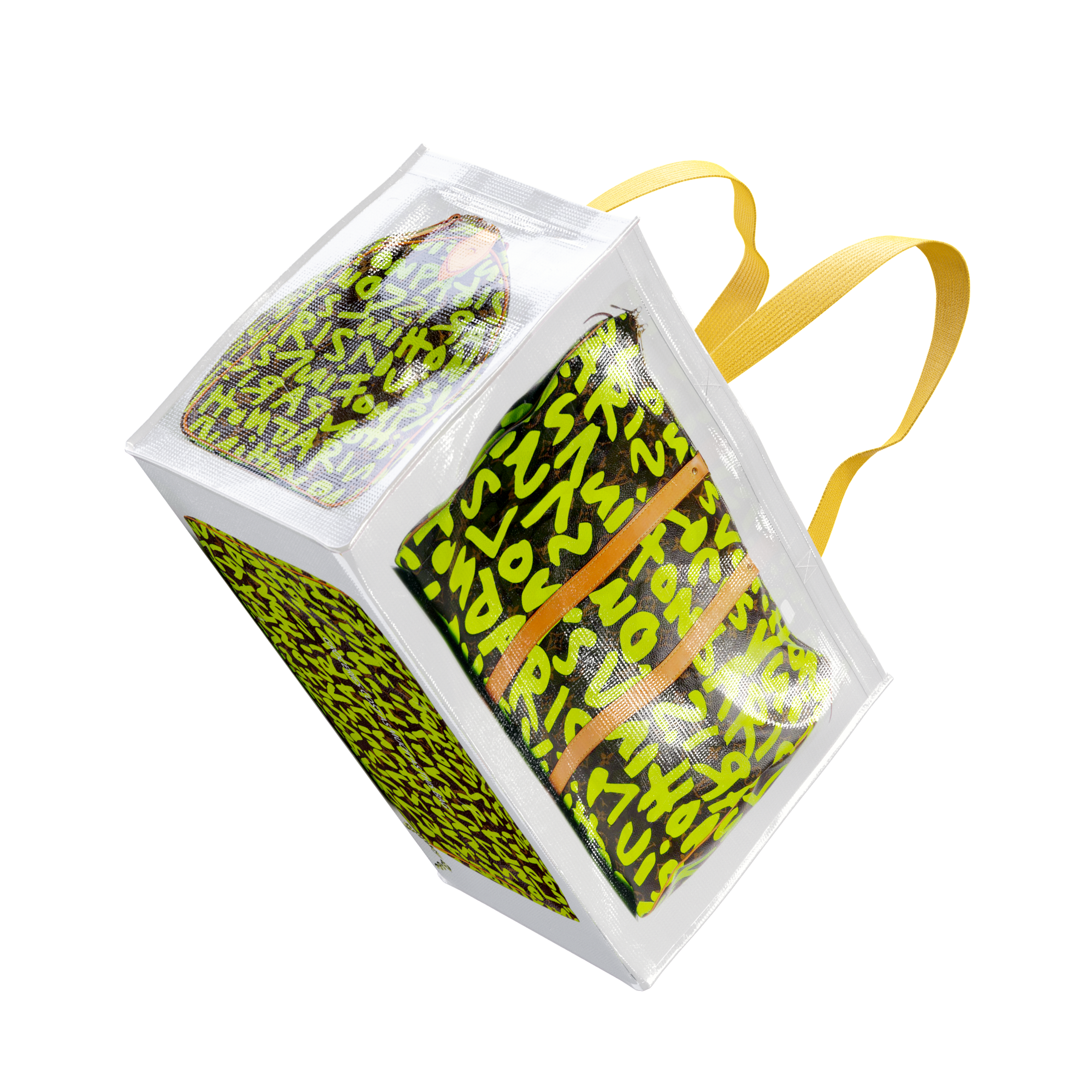 TITA ELVIE DUFFLE GROCERY BAG, BROWN CANVAS, LARGE