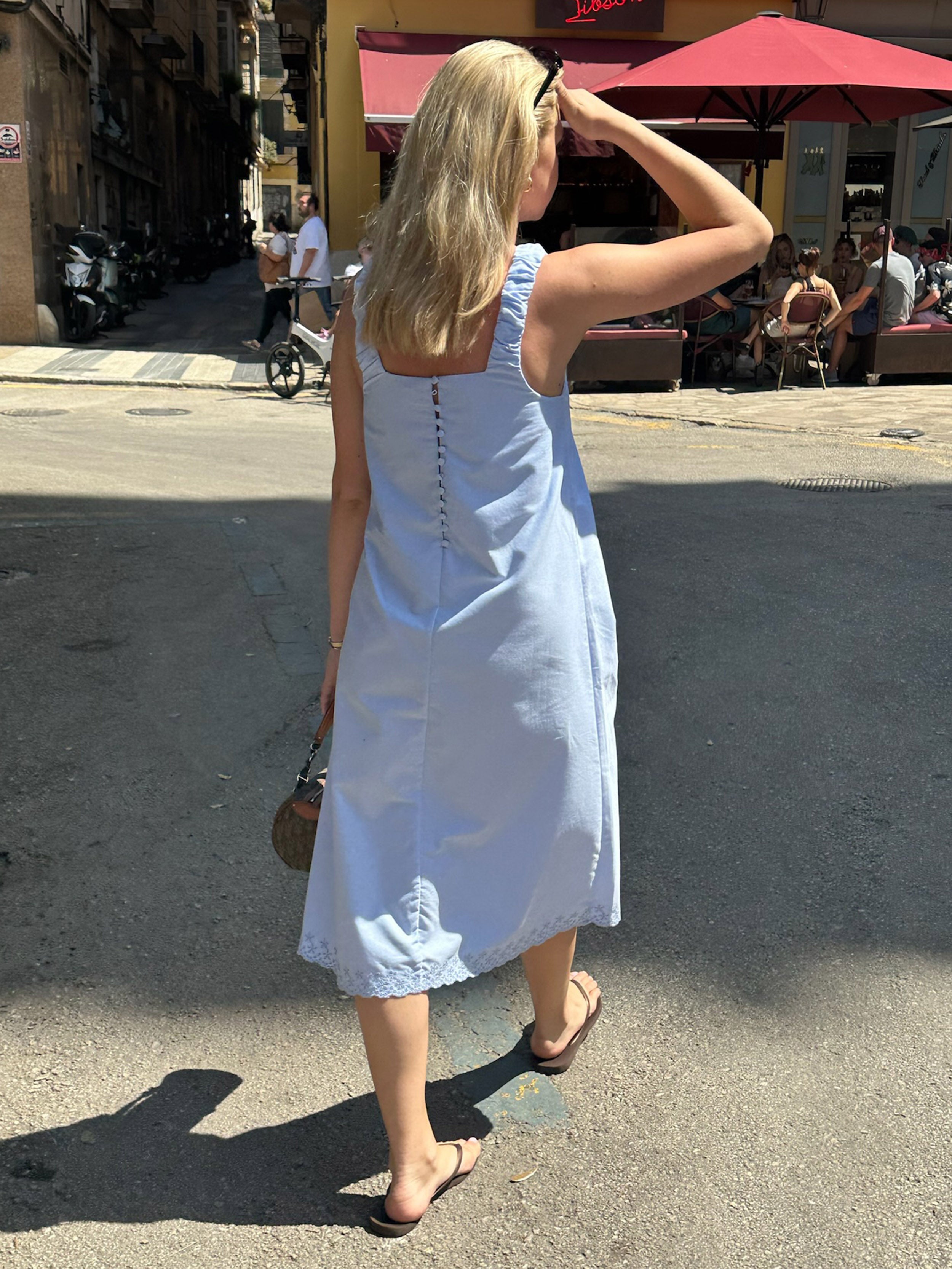 Breezy Embroidered Dress Blue