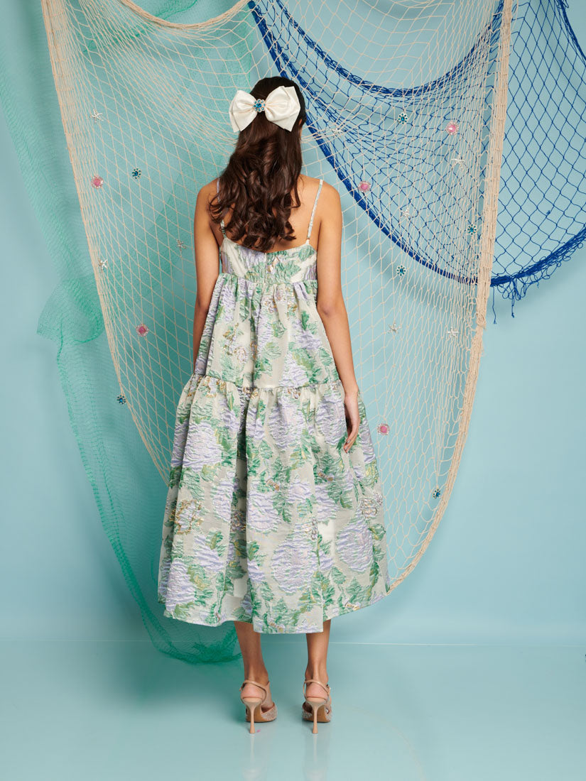 Ashore Floral Jacquard Midi Dress