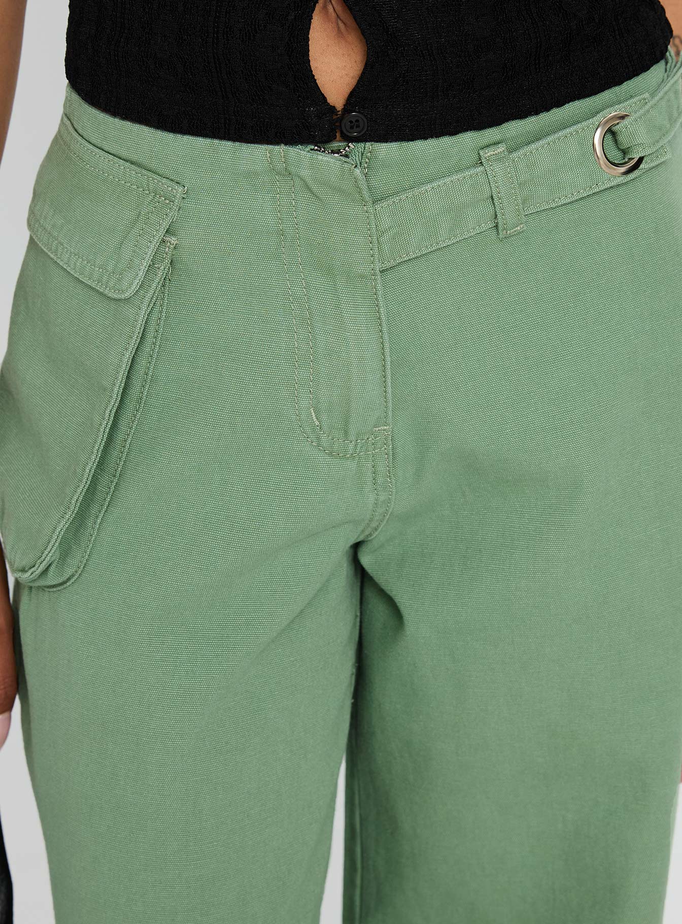 Mercadi Cargo Straight Leg Jeans Green