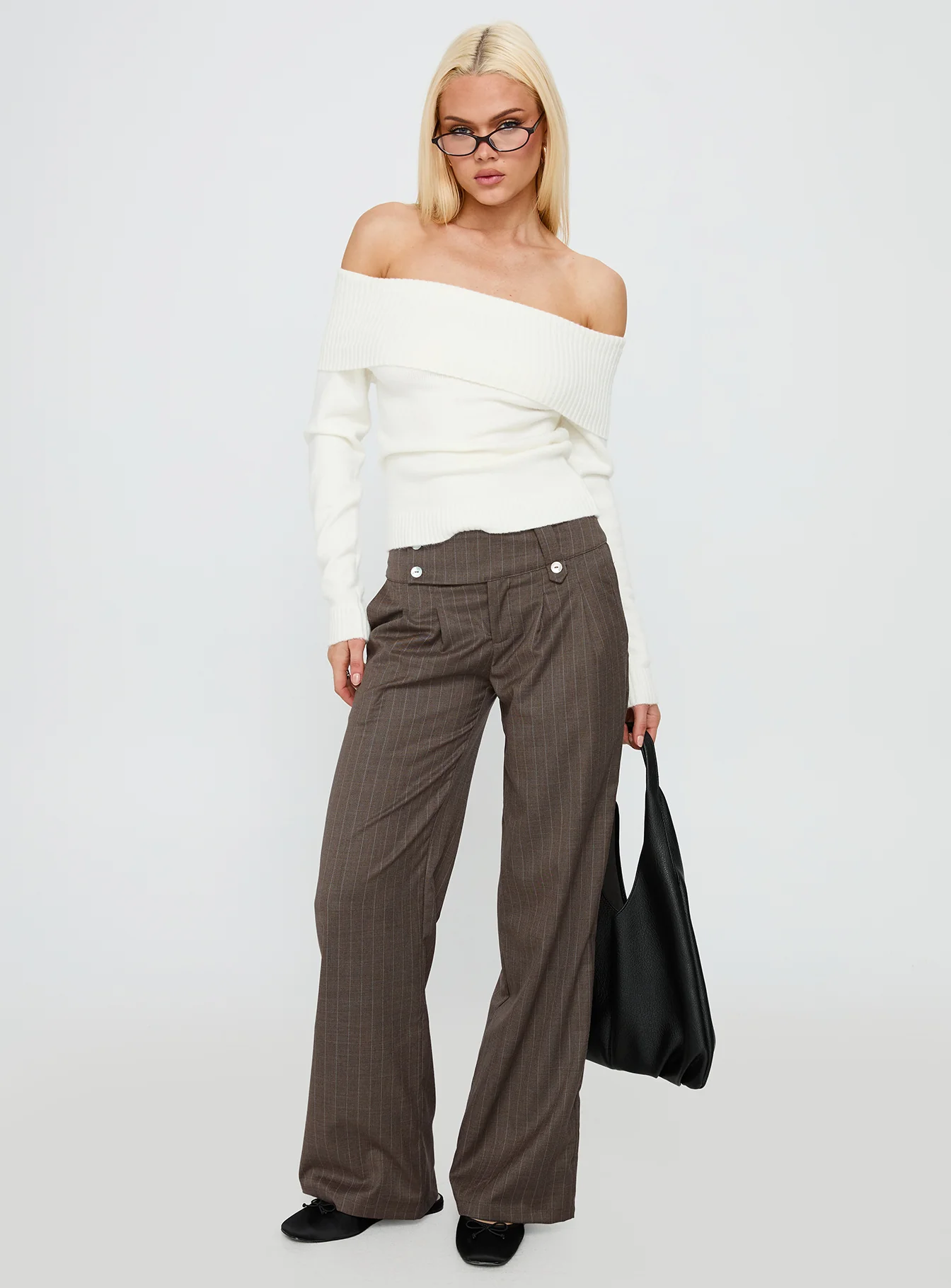 Briellea Thick Waistband Pant Pinstripe