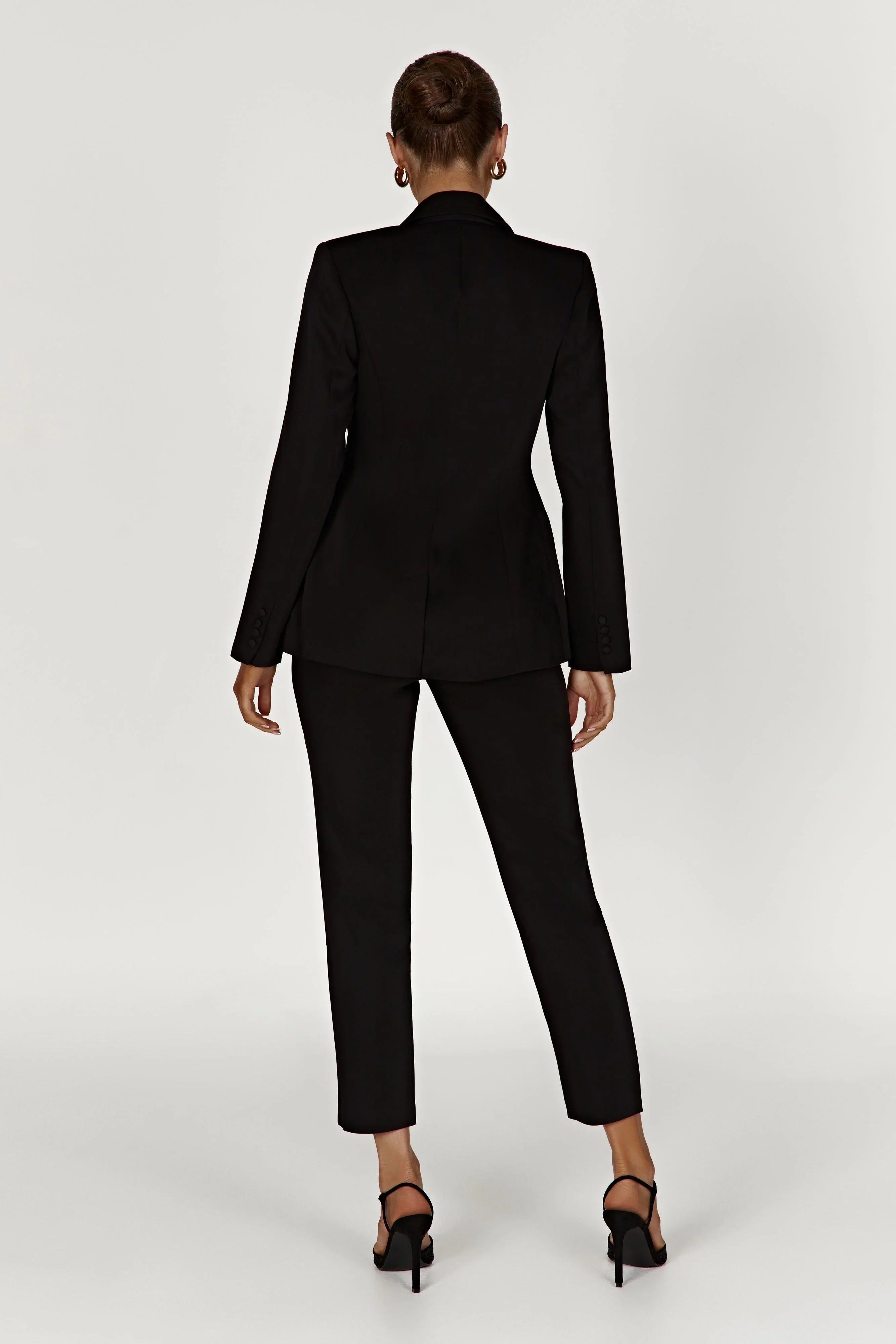 Helda Fitted Cinched Waist Blazer - Black