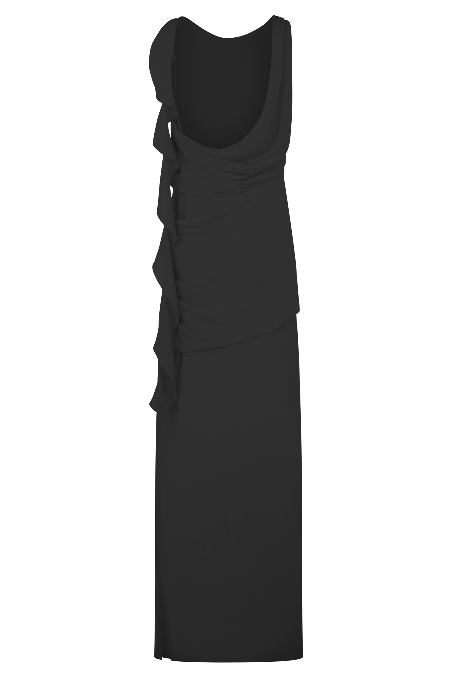 Daria Draped Chiffon Maxi Dress - Black