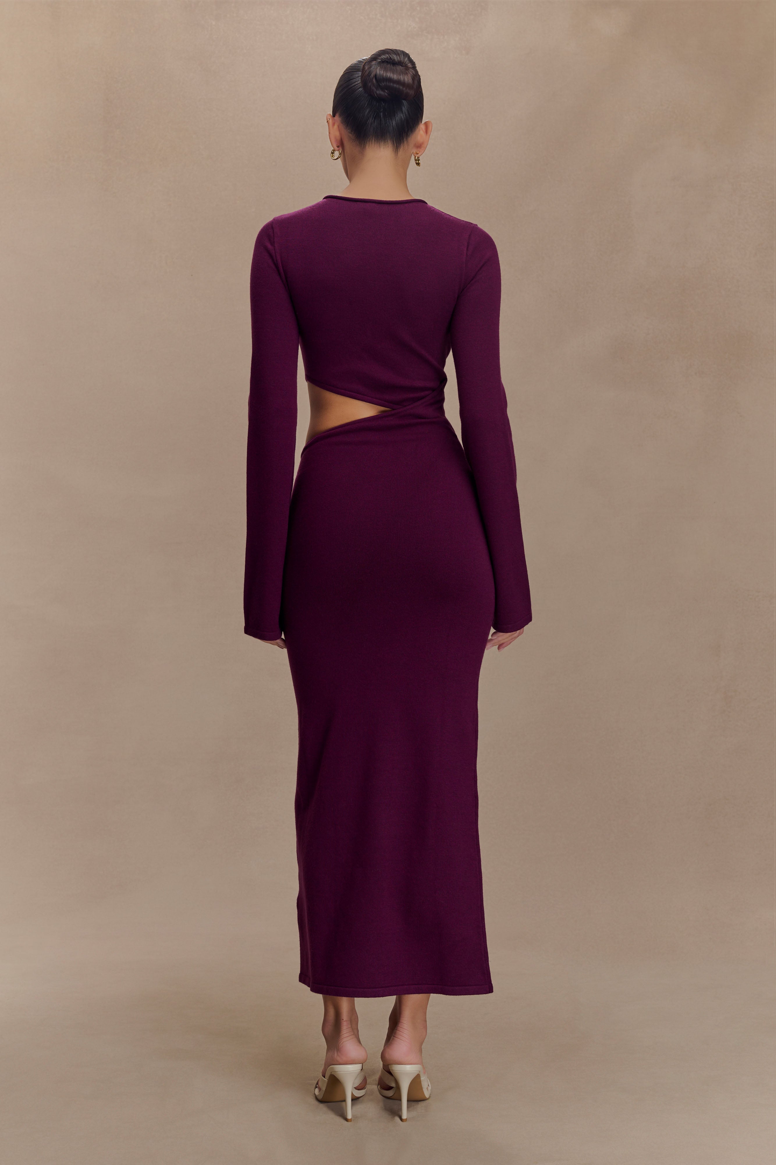 Azariah Long Sleeve Knit Midi Dress - Plum