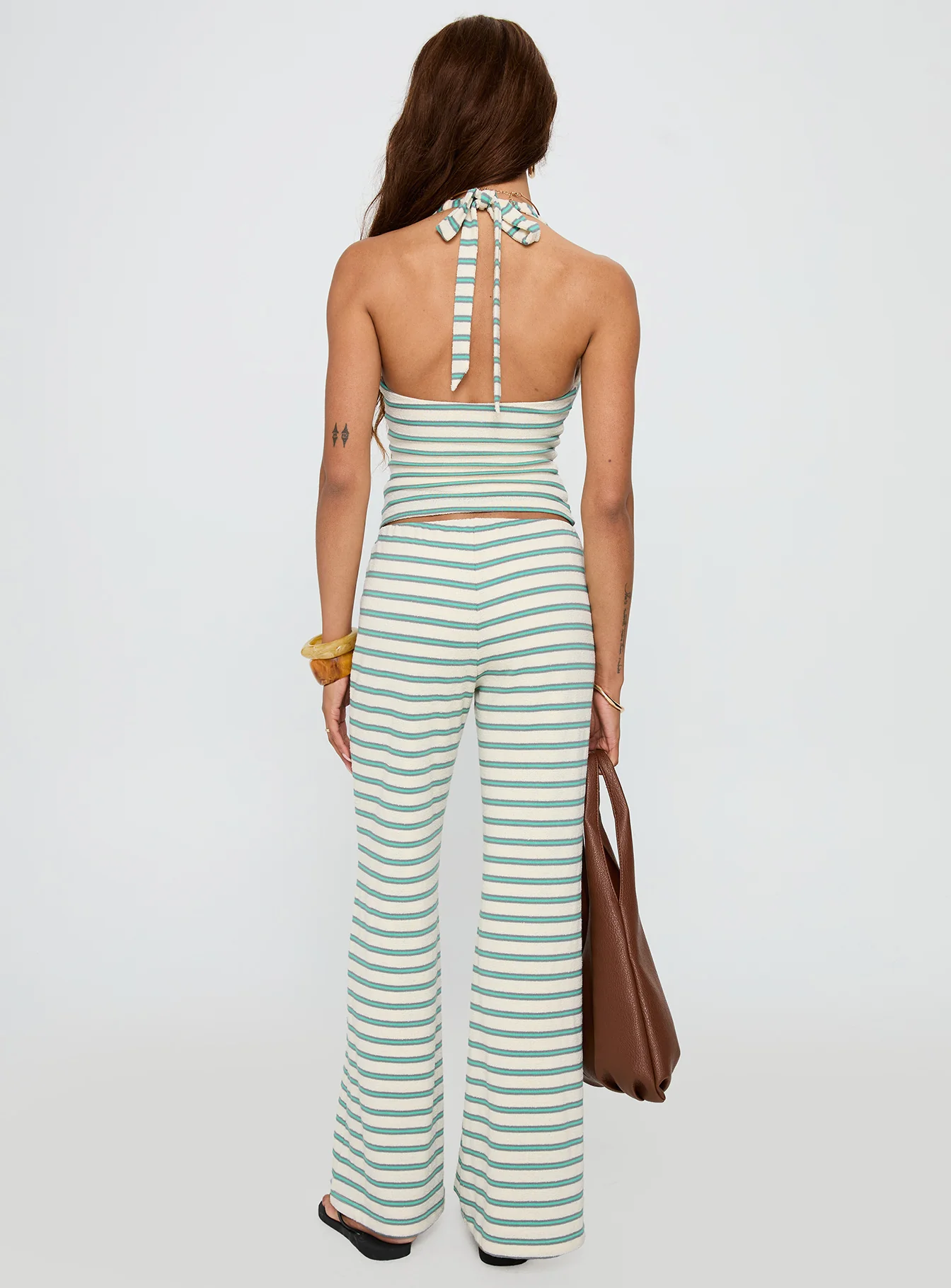 Anora Halter Wide Leg Set Blue / White Stripe