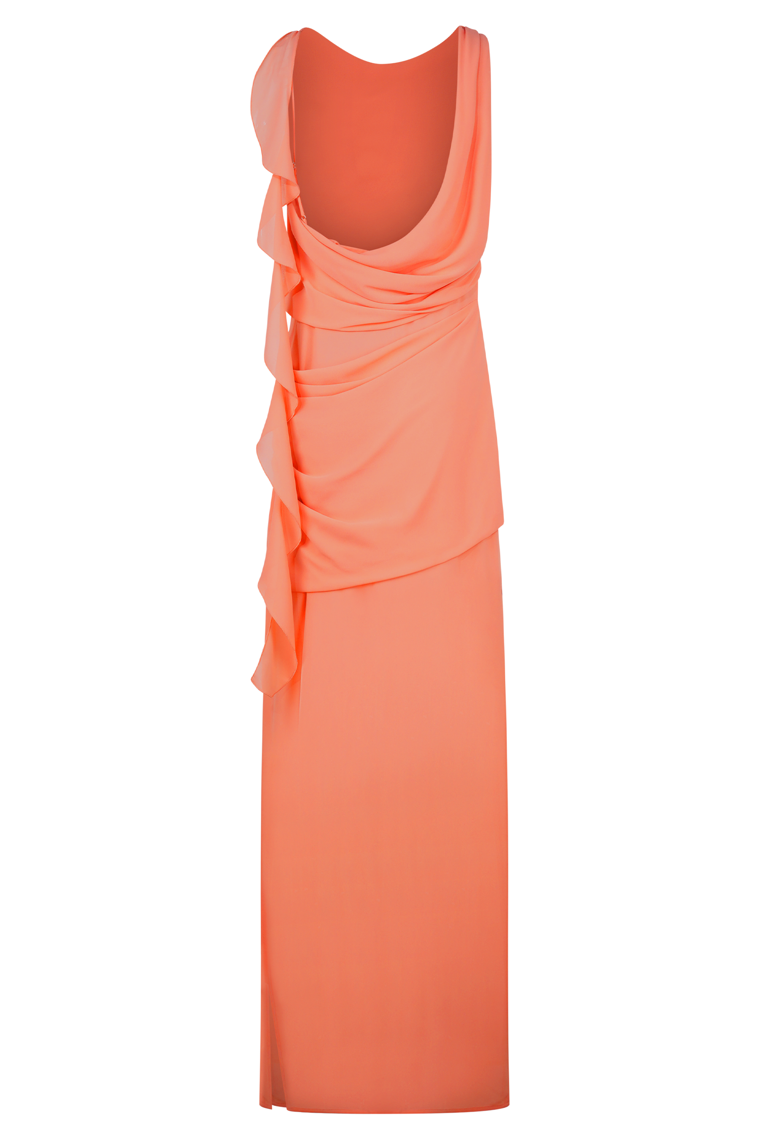 Daria Draped Chiffon Maxi Dress - Pastel Nectarine