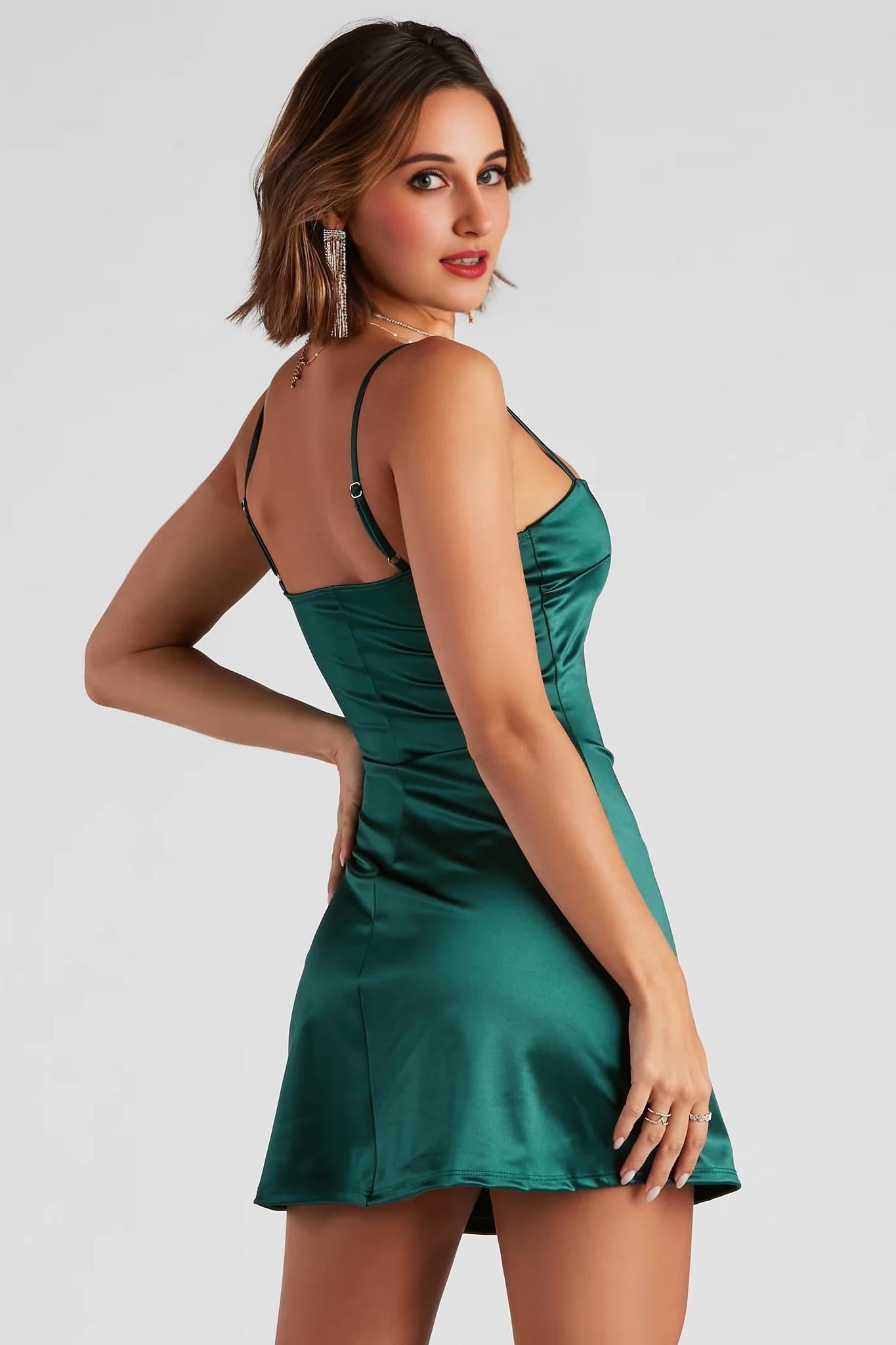 Day Glow Satin A-Line Short Dress