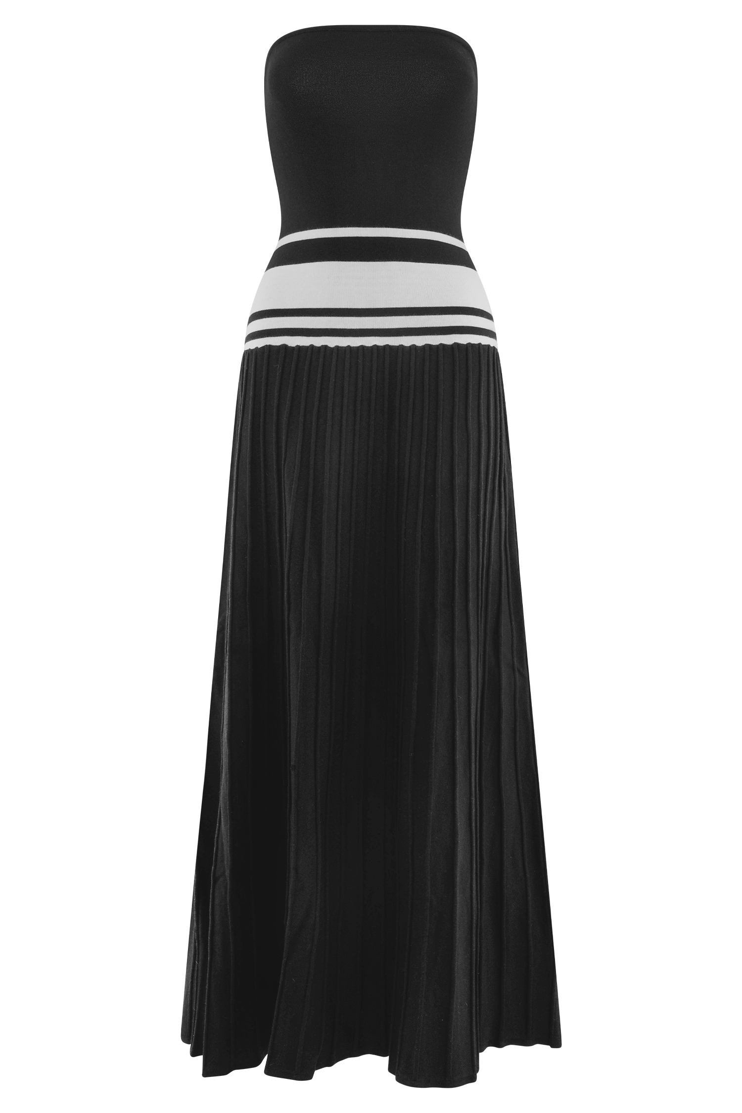 Solaris Strapless Contrast Knit Maxi Dress - Black/White